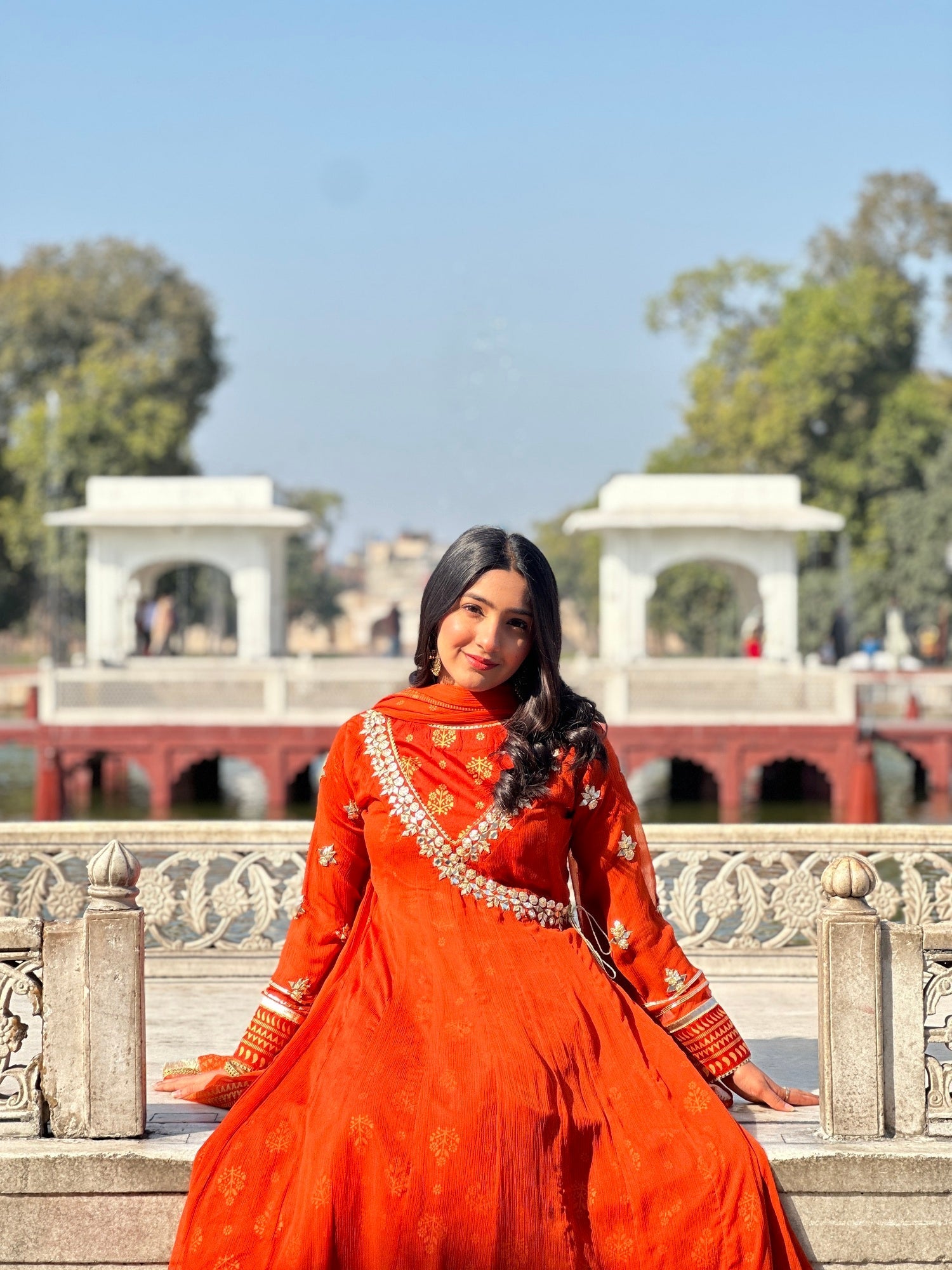 chiffon Angrakha in Orange