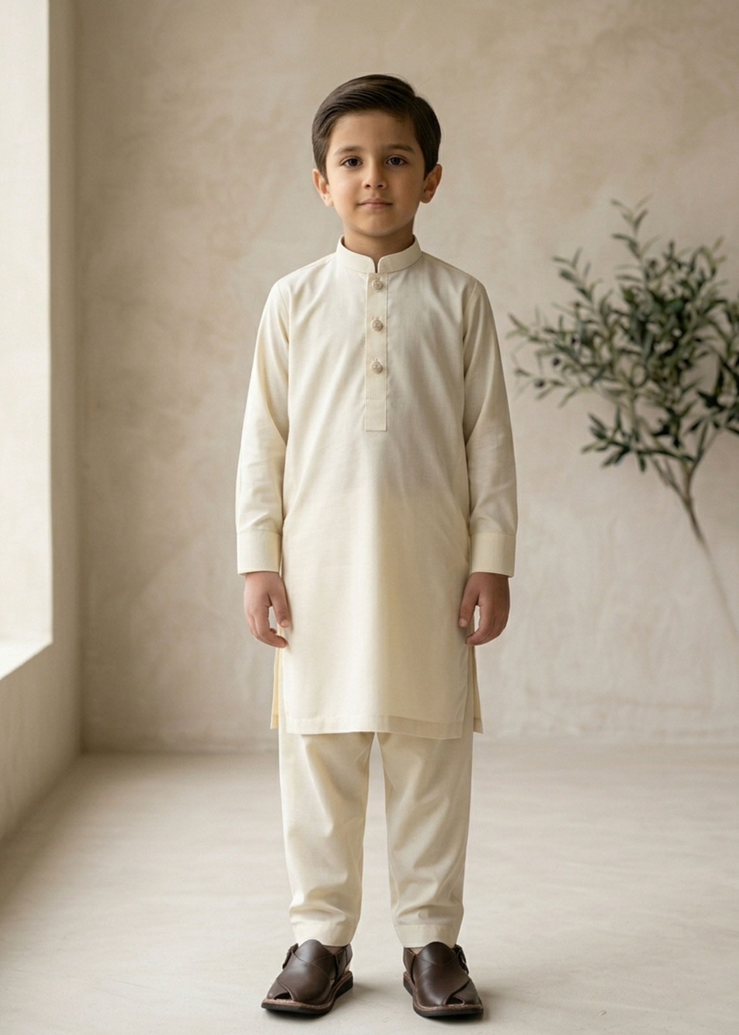wash & wear Kurta Set in Cream