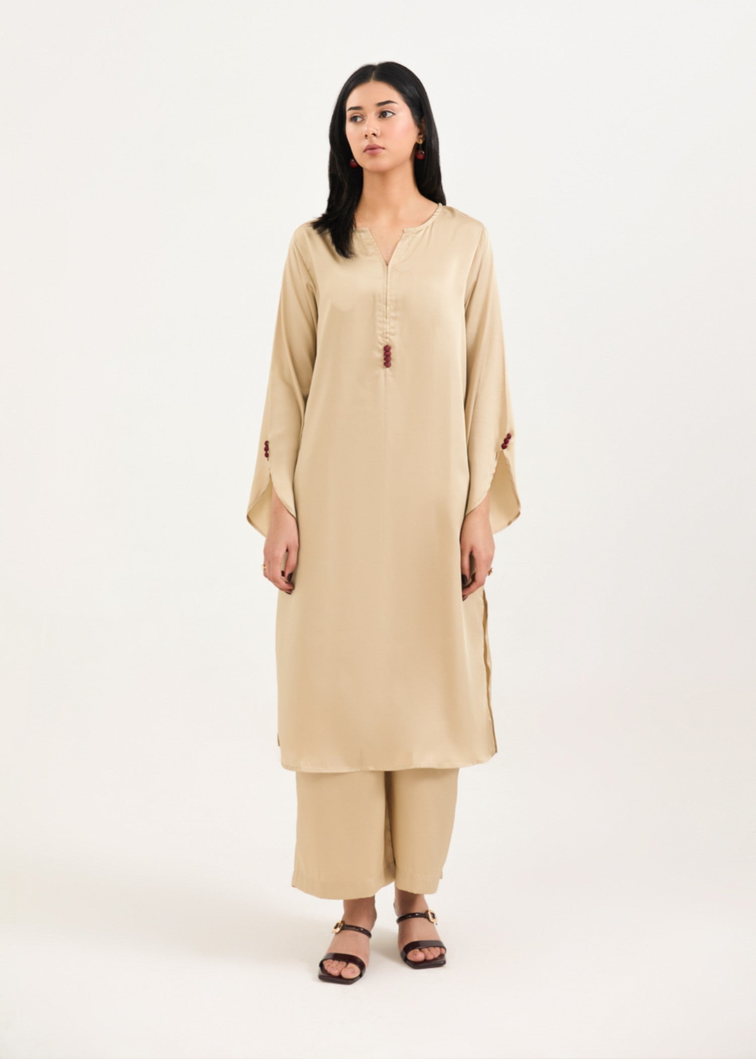 silk Co Ord Sets in Tan brown