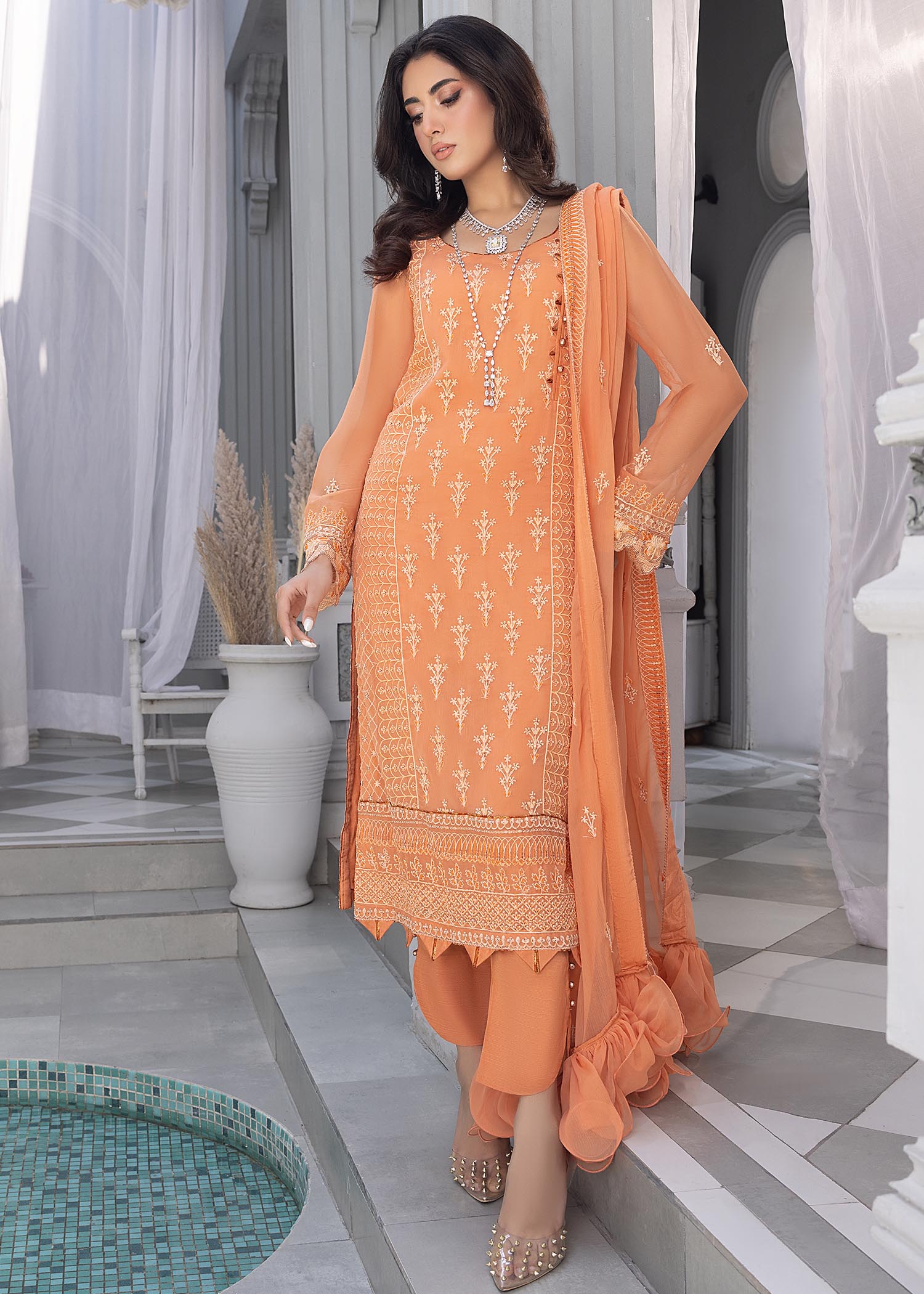chiffon Unstitched in Orange