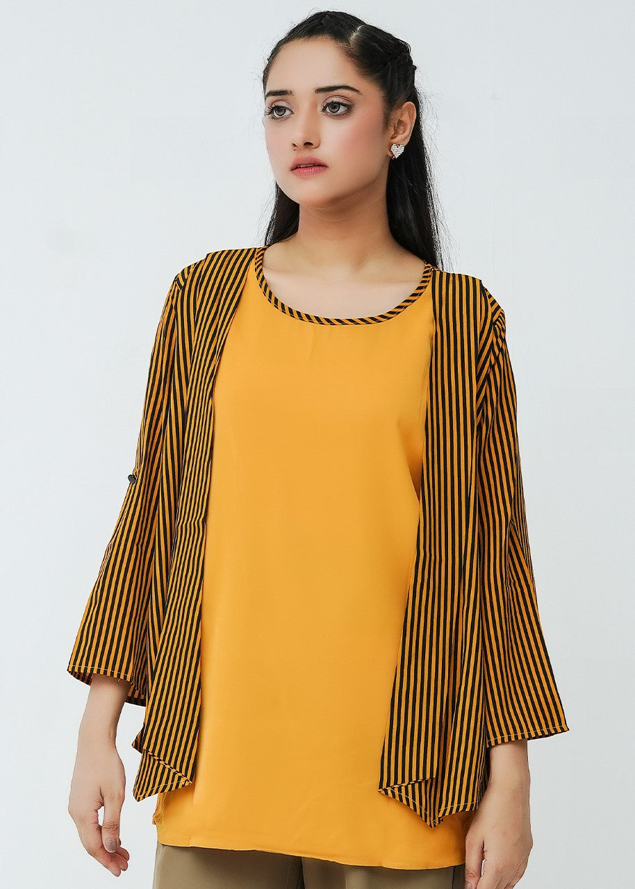 viscose Cardigan in Mustard