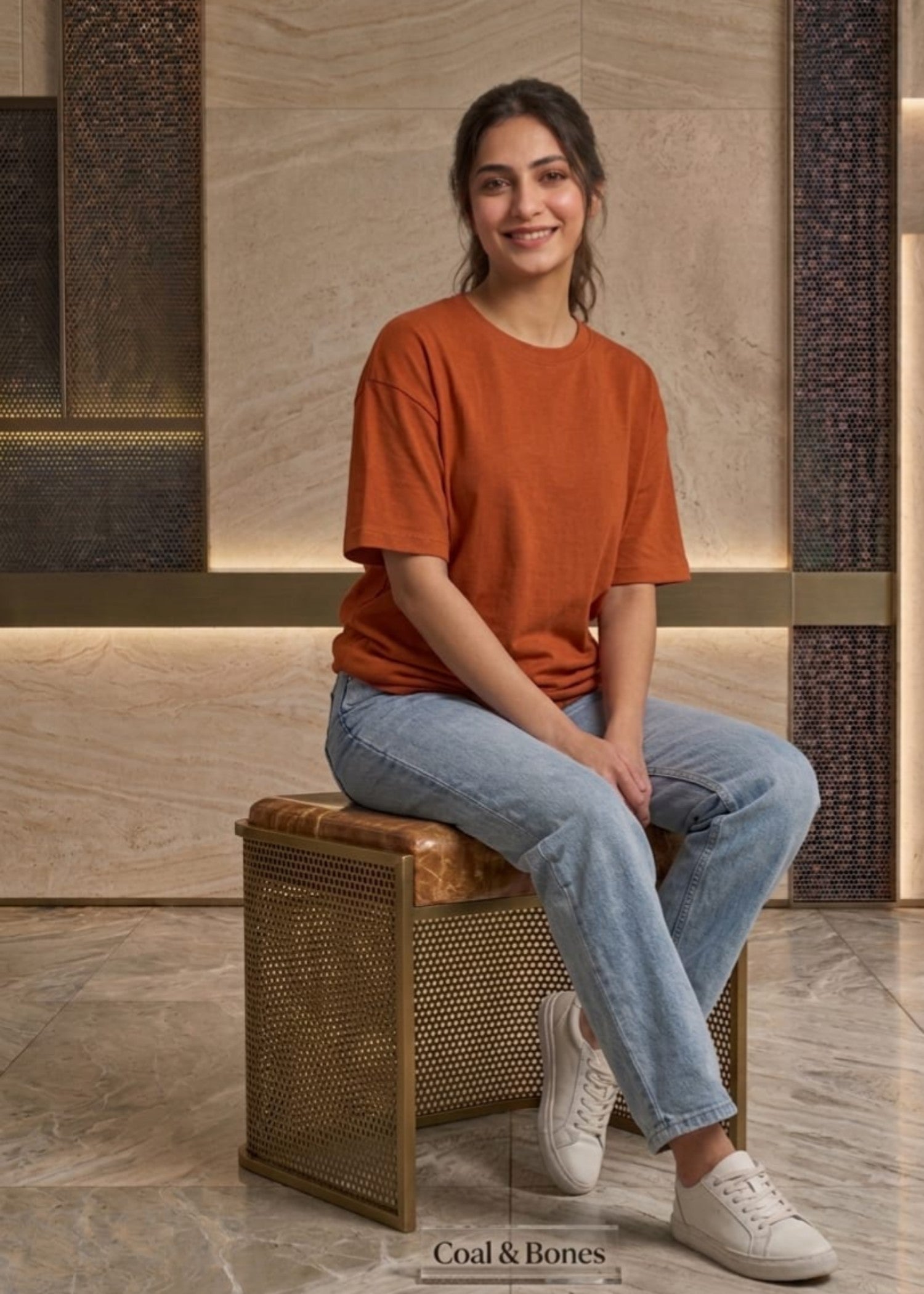 cotton jersey T Shirt in Tangerine