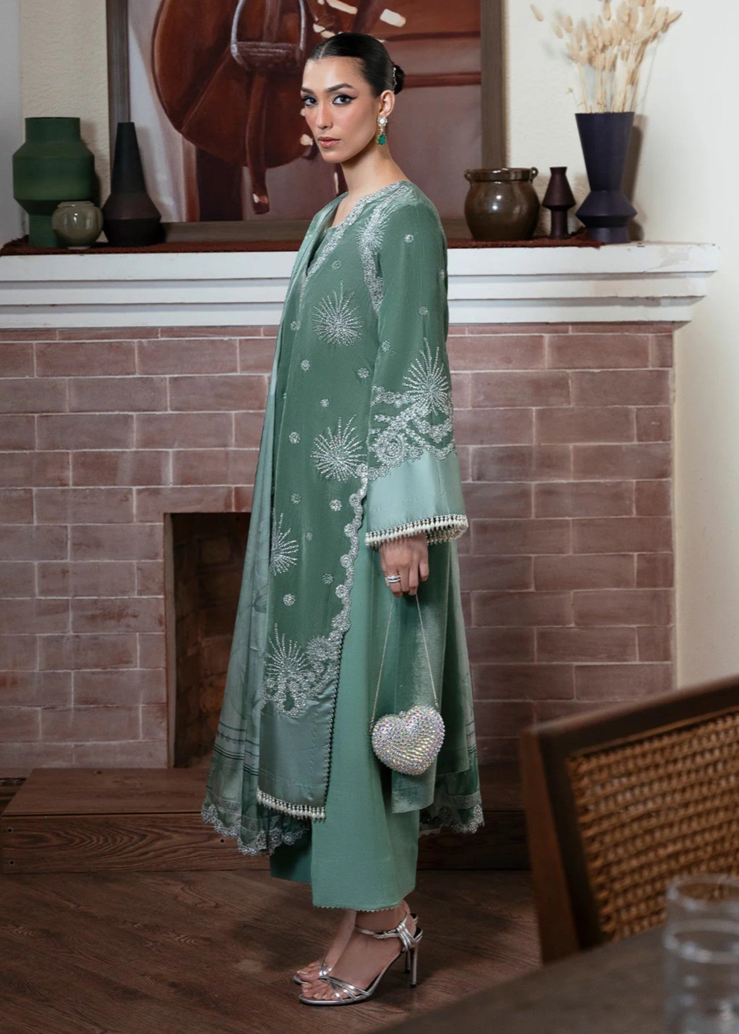 velvet Unstitched in Sea green