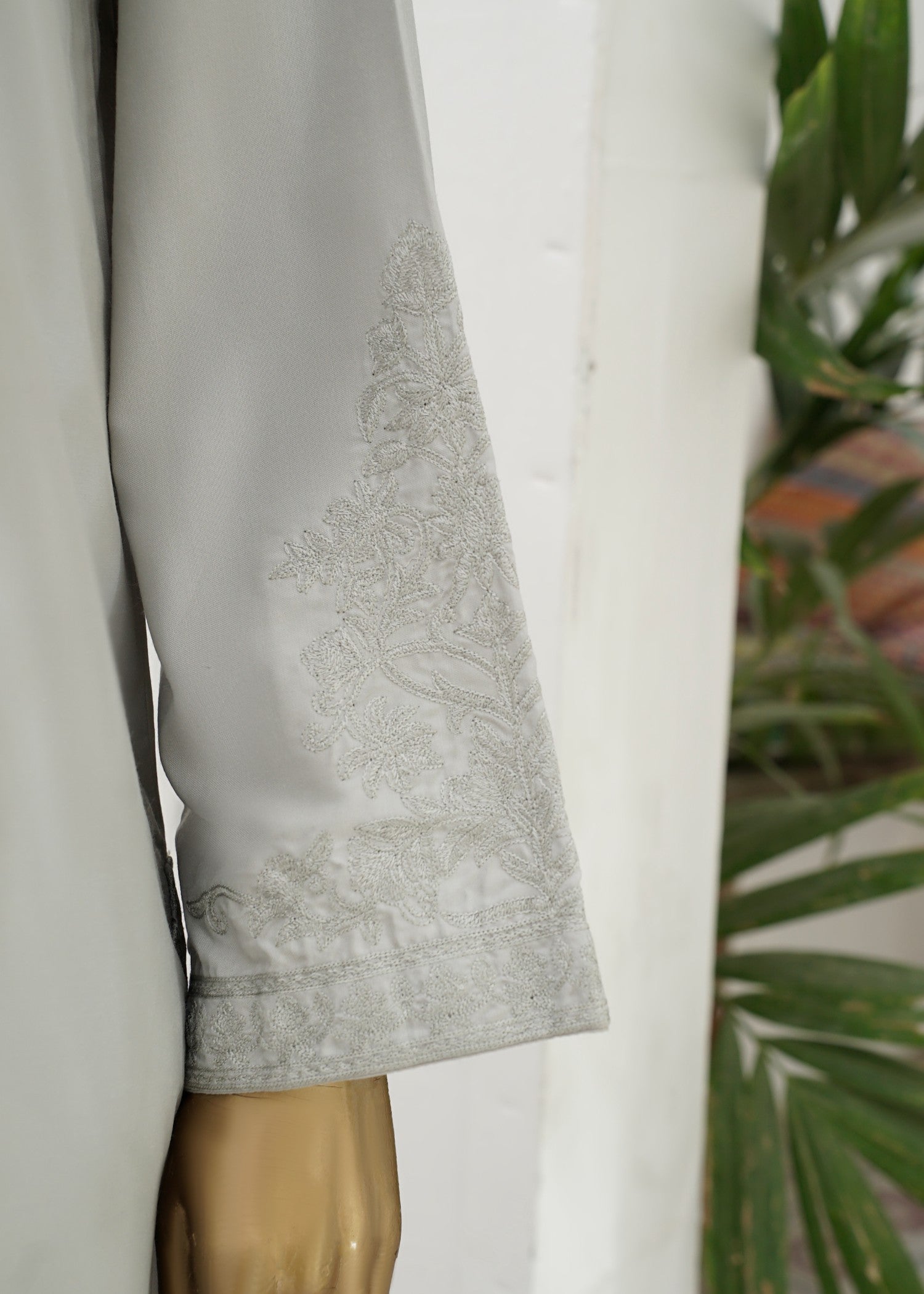 poly viscose Kurta Set in Light grey