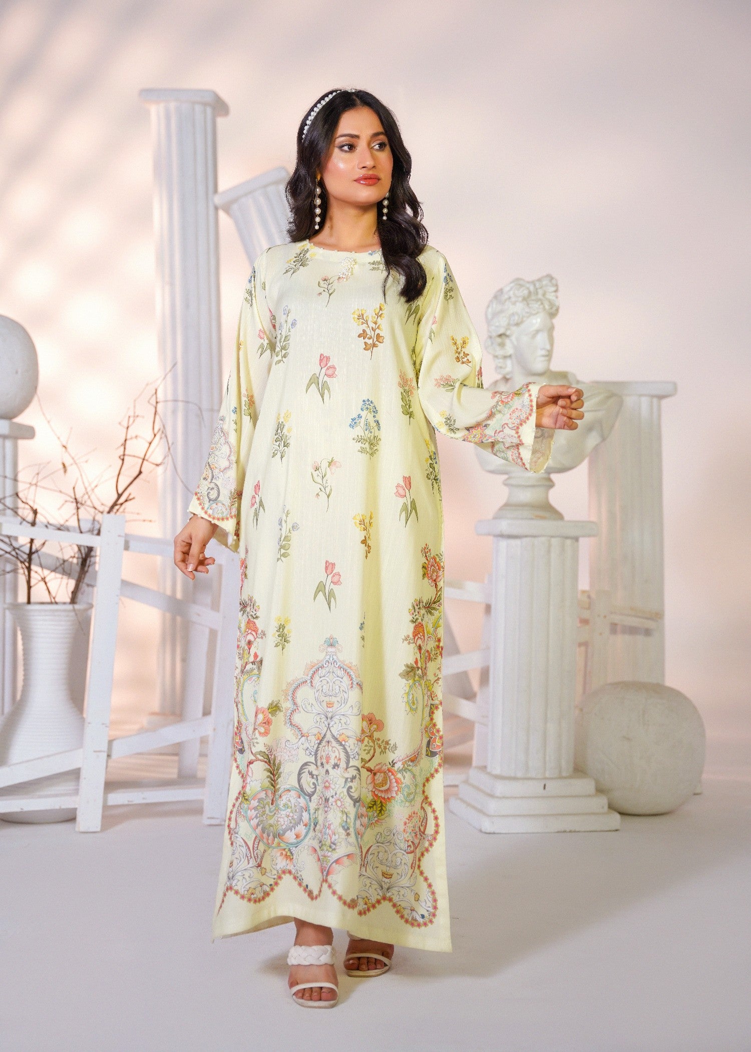 pk raw silk Kaftan in Cream