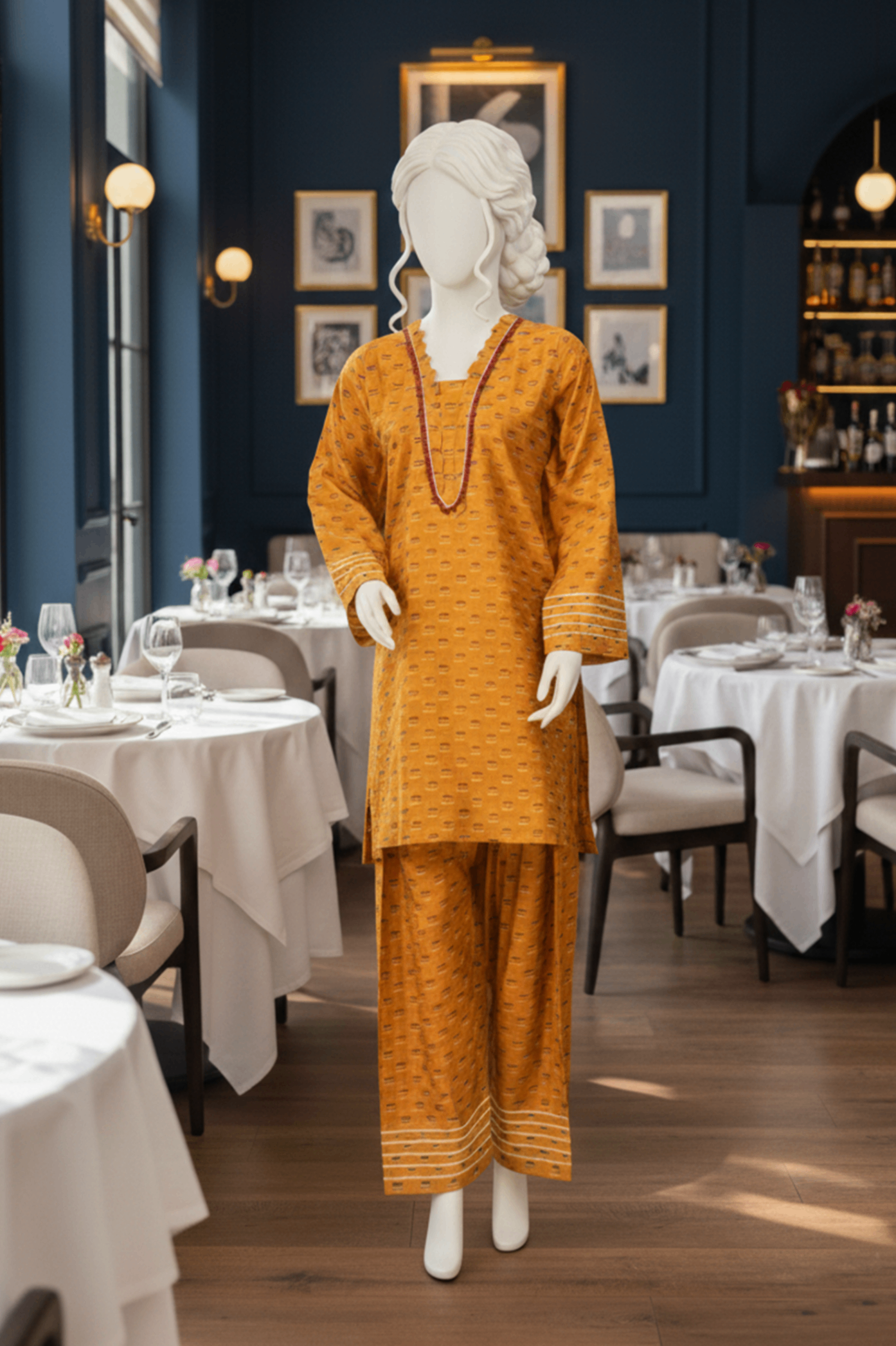 viscose Co Ord Sets in Mari gold, honey