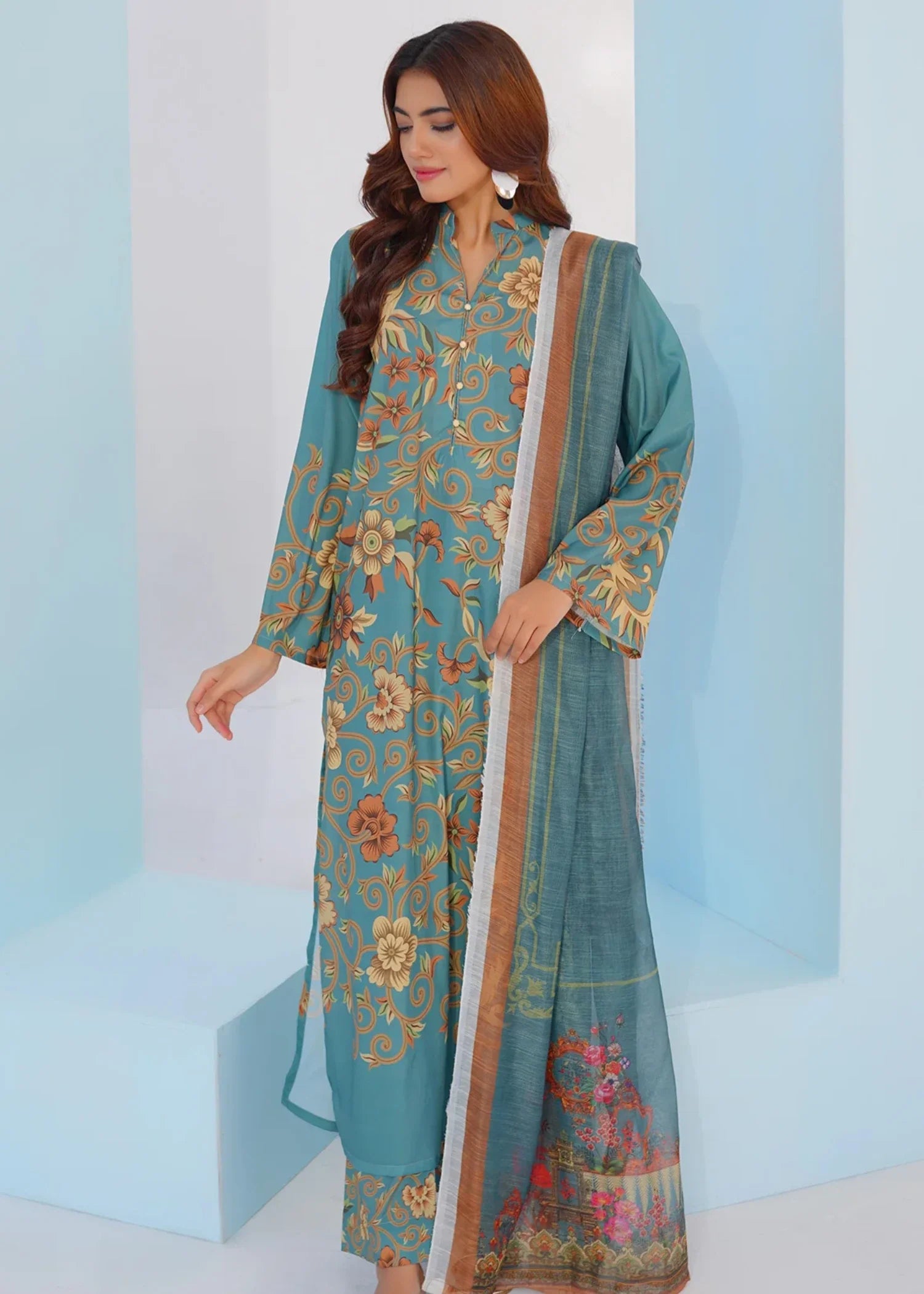 georgette Kurta Set in Tea green