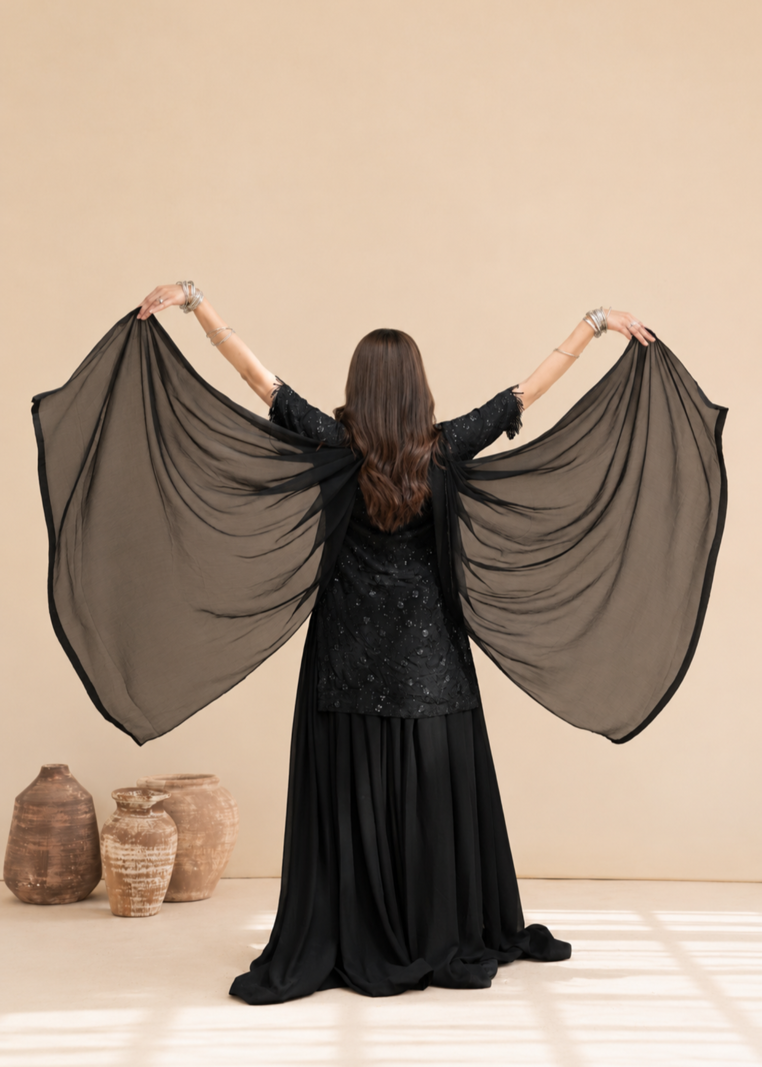 chiffon Sharara in Black