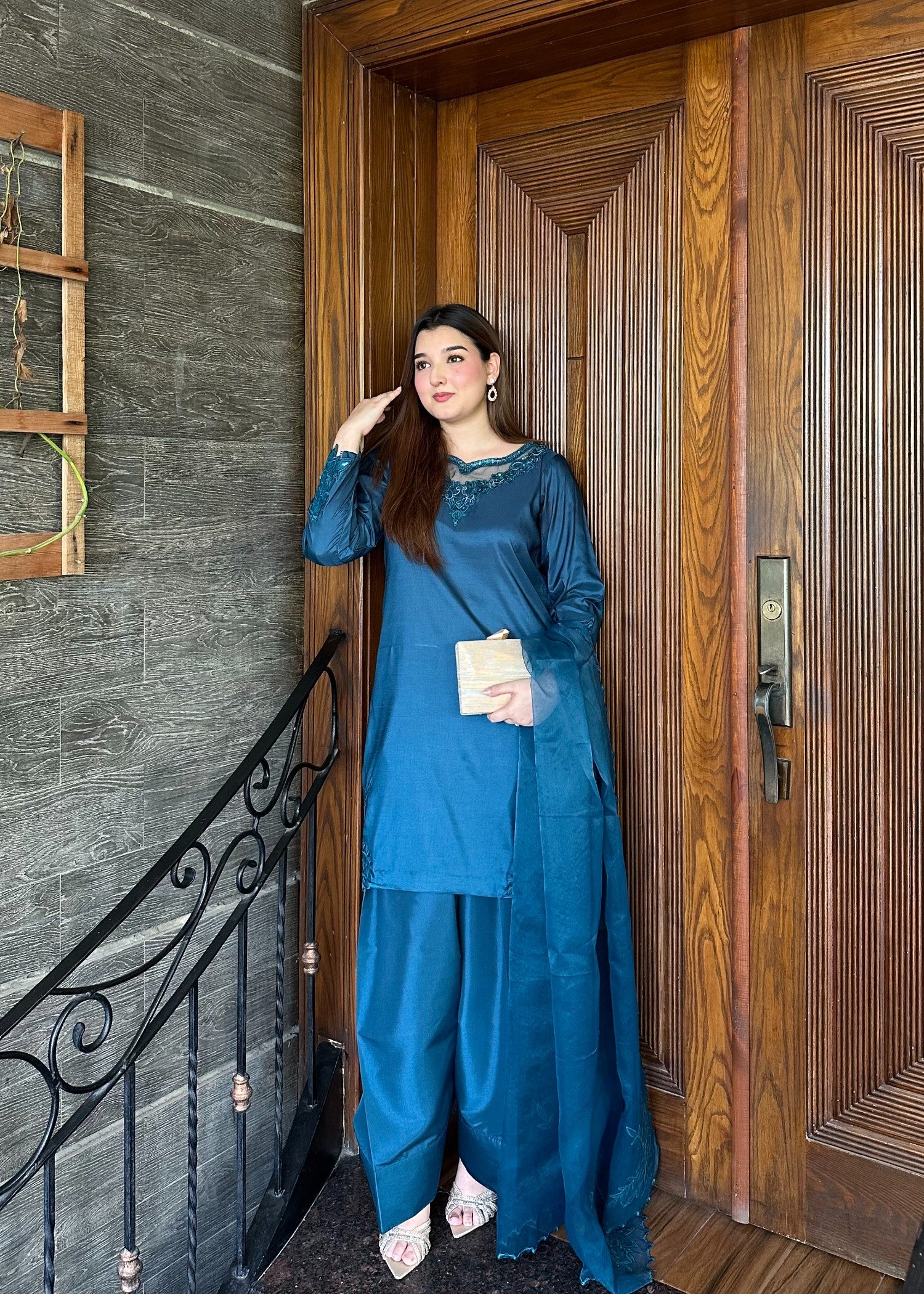 kattan silk Kurta Set in Sapphire blue