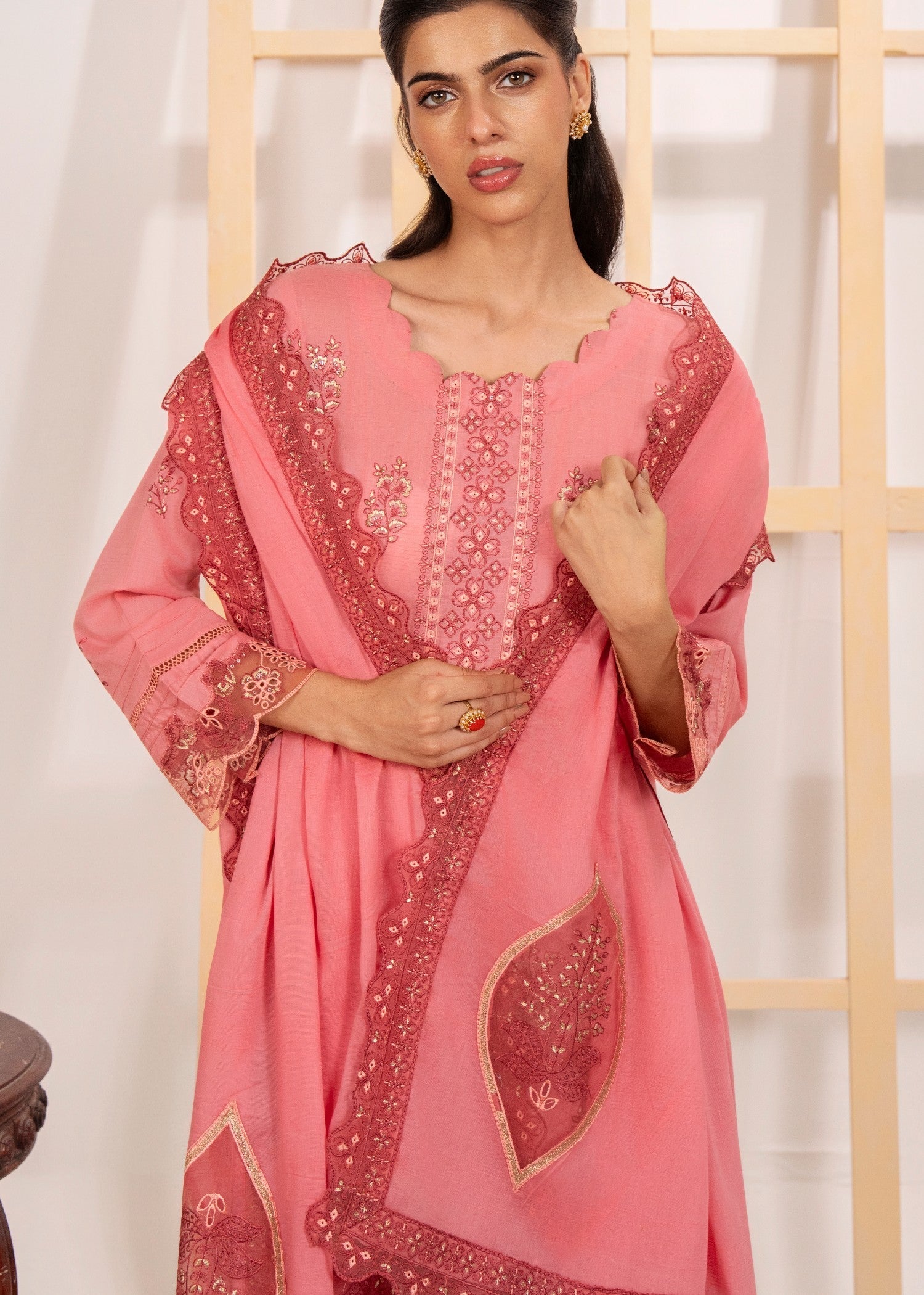 karandi Kurta Set in Baby pink