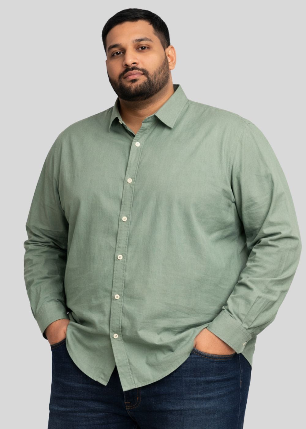 polycotton Casual Shirt in Sage green