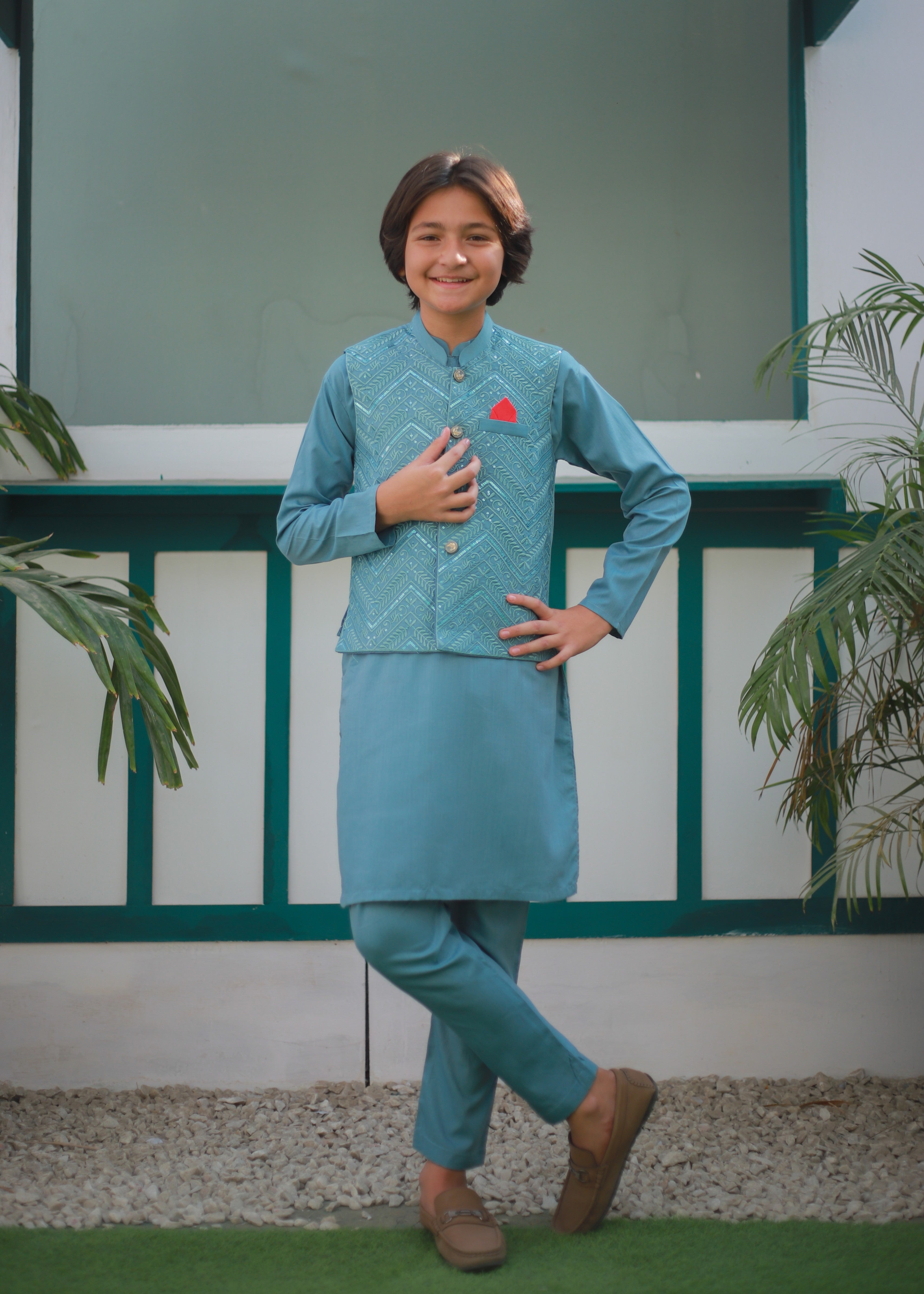 suiting Waistcoat in Sky blue