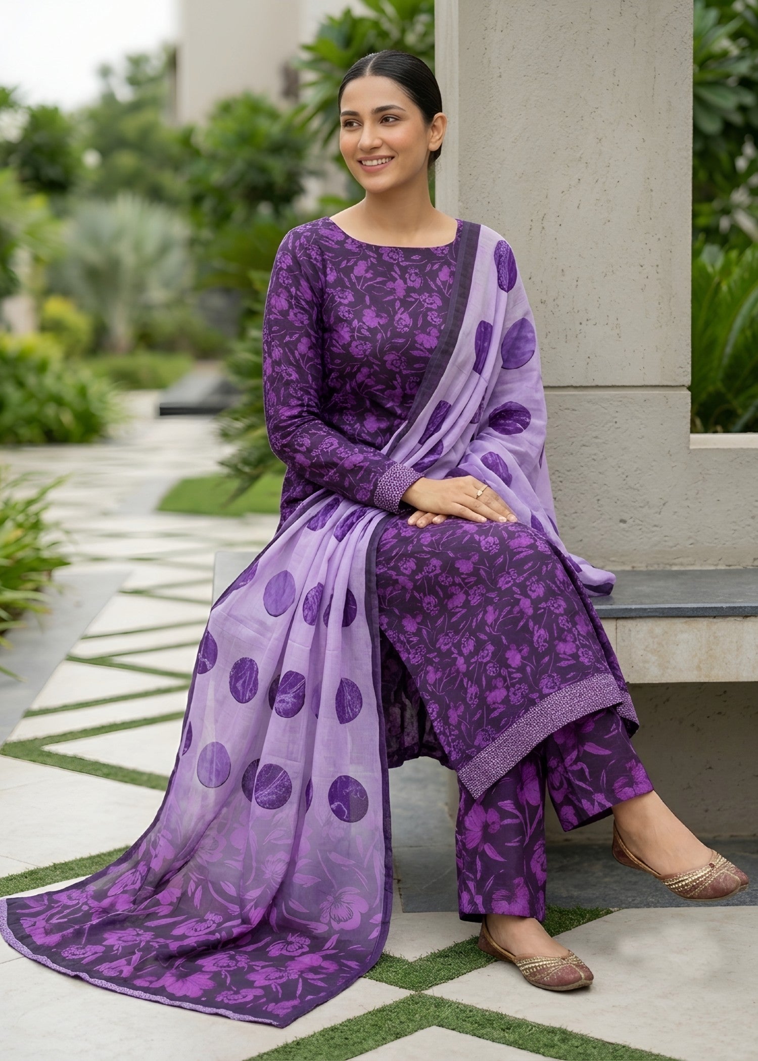 lawn Unstitched in Grape