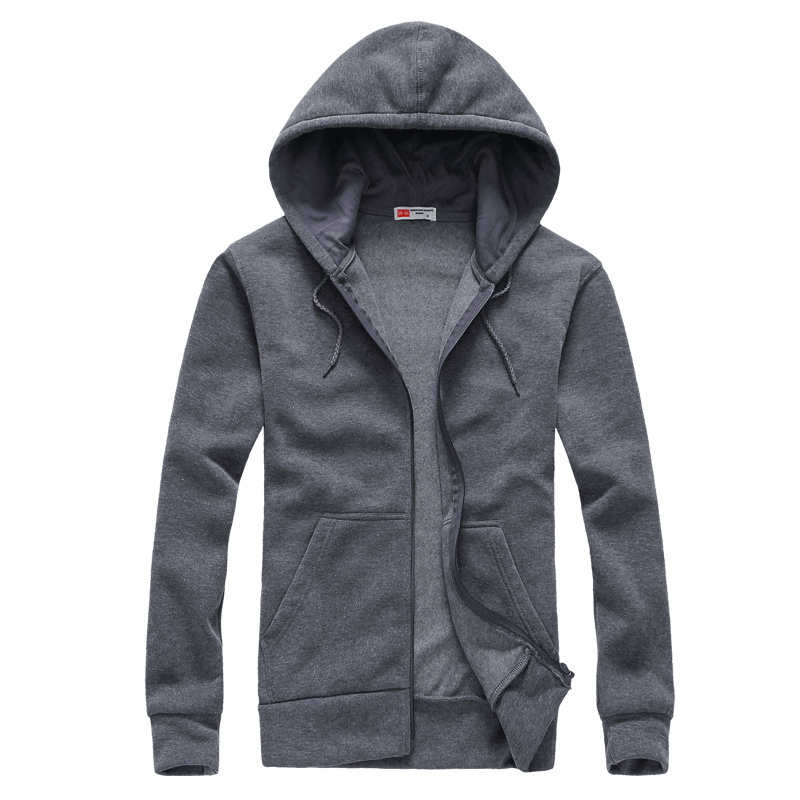 Casual Fashion Sports Sweater Couple Zipper Hooded Youth Solid Color Sweater