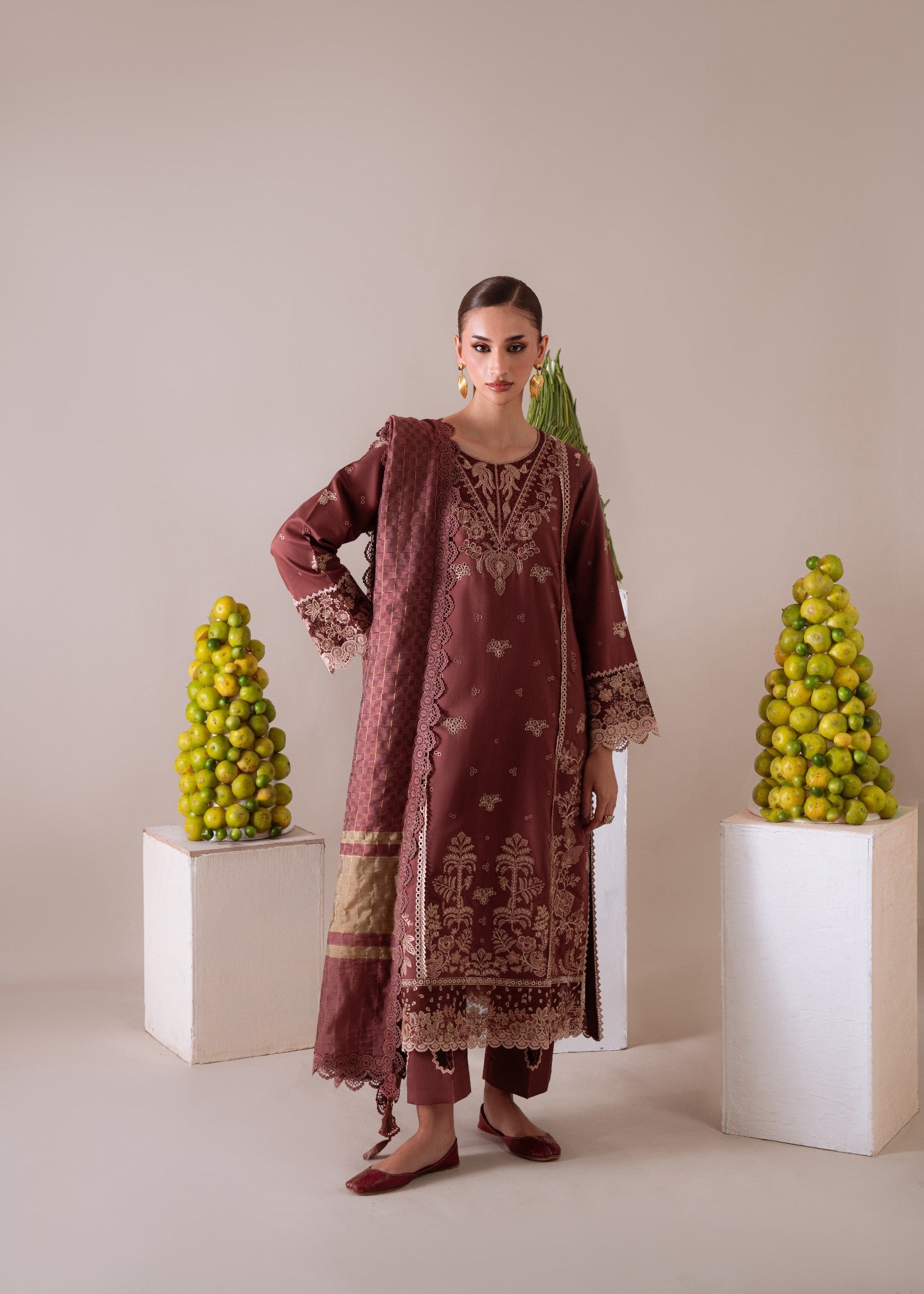 linen Unstitched in Russet brown