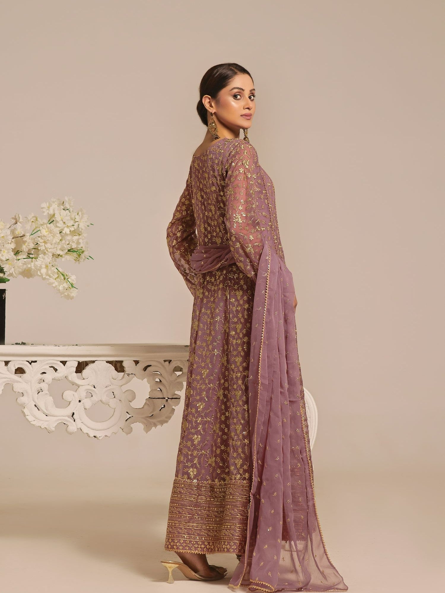 chiffon Pishwas in Lavender