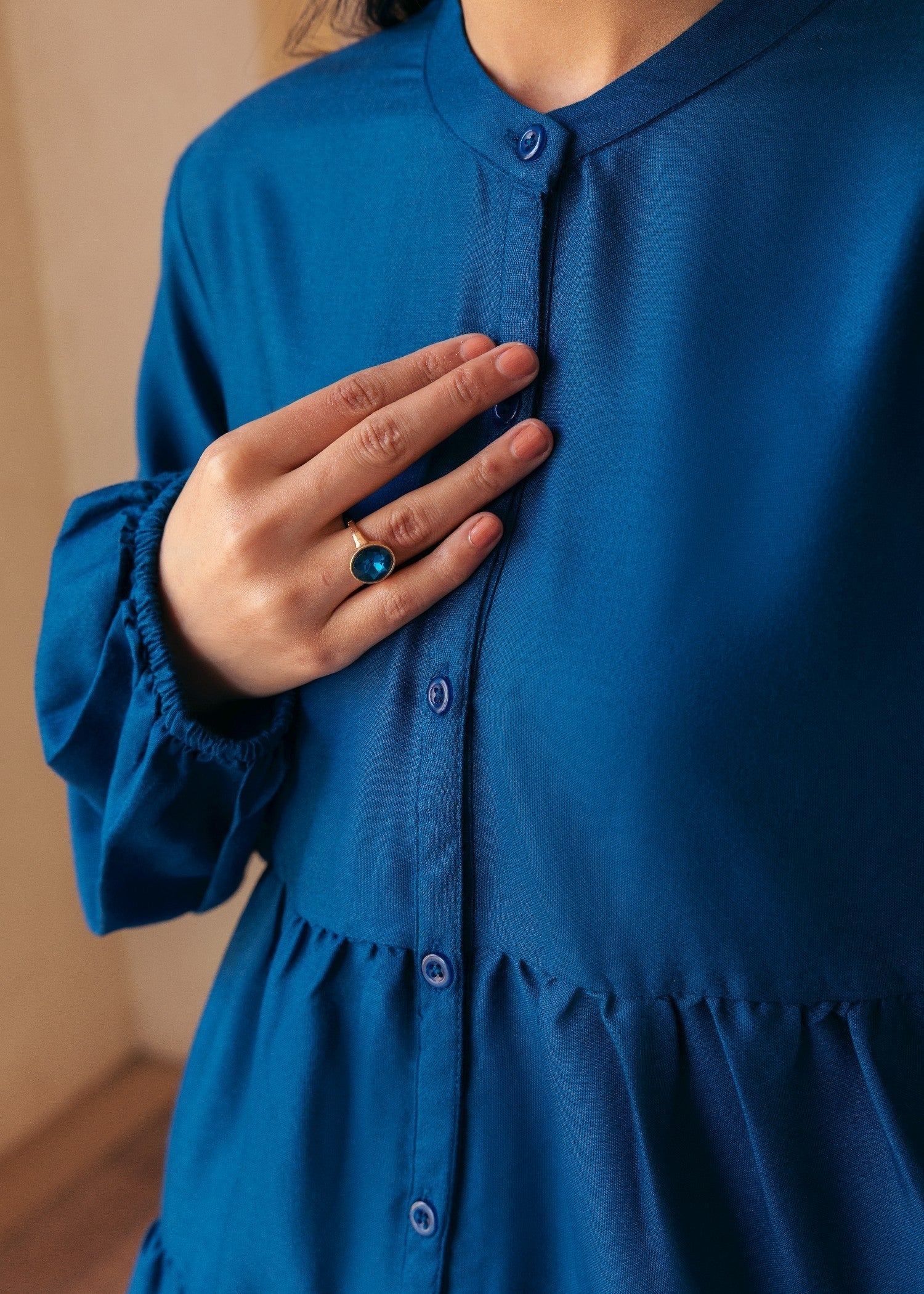 dhanak wool Top in Navy blue