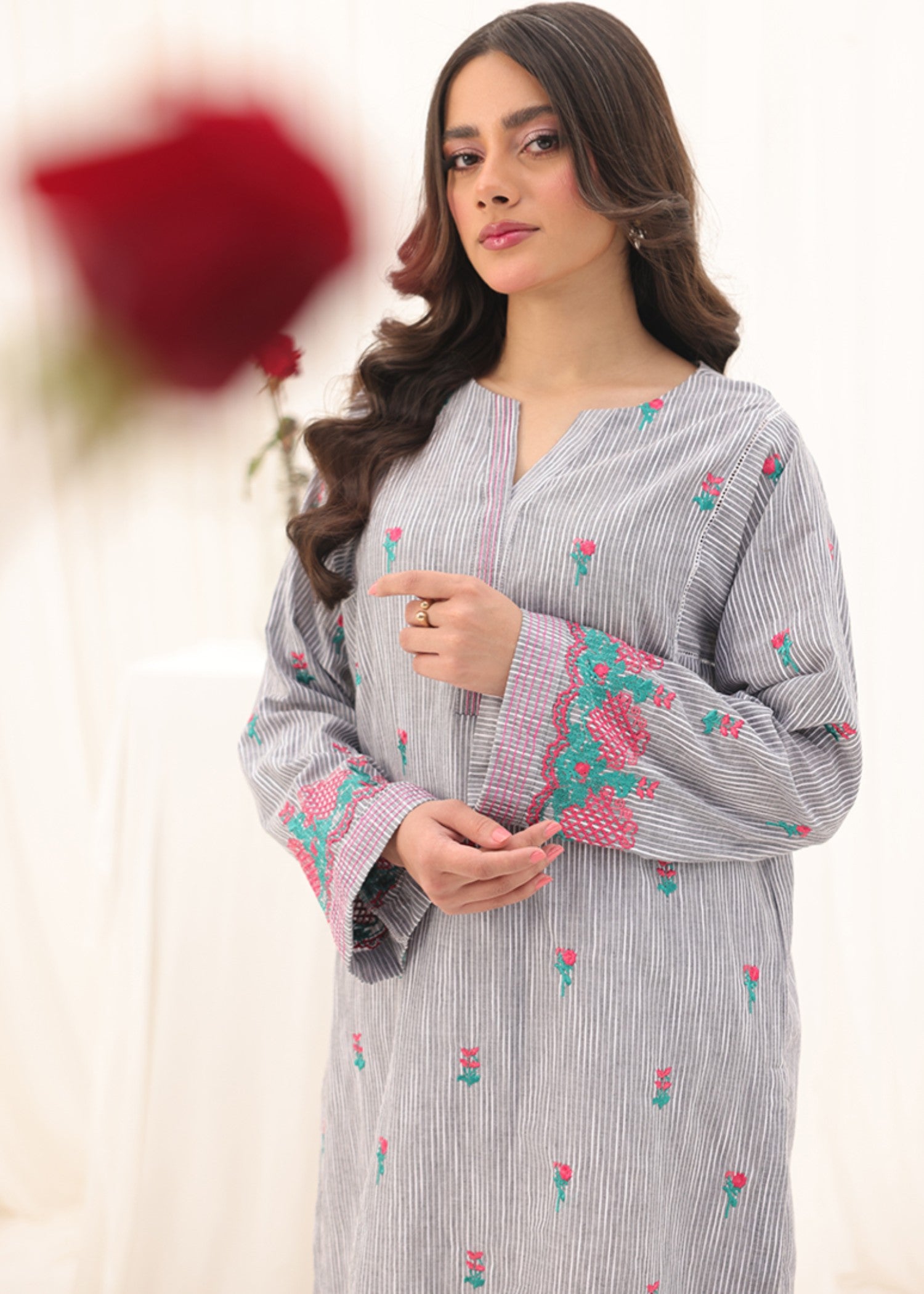 yarn dyed Kurti in Grey