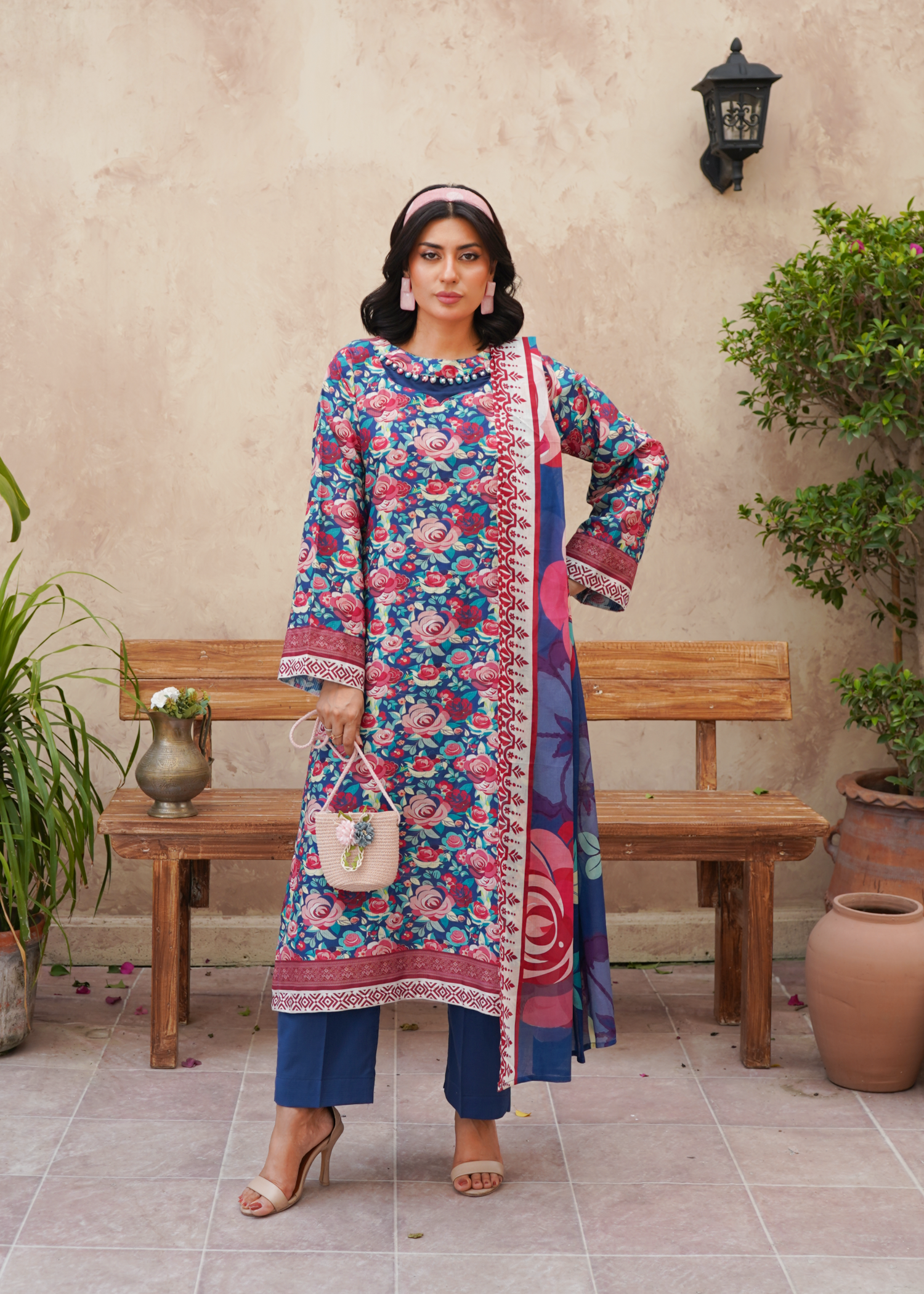 dobby Kurta Set in Azure