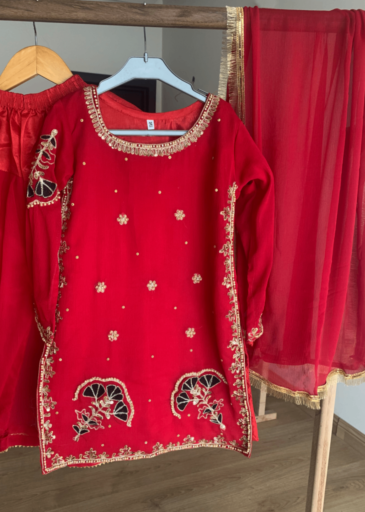 chiffon Sharara in Red