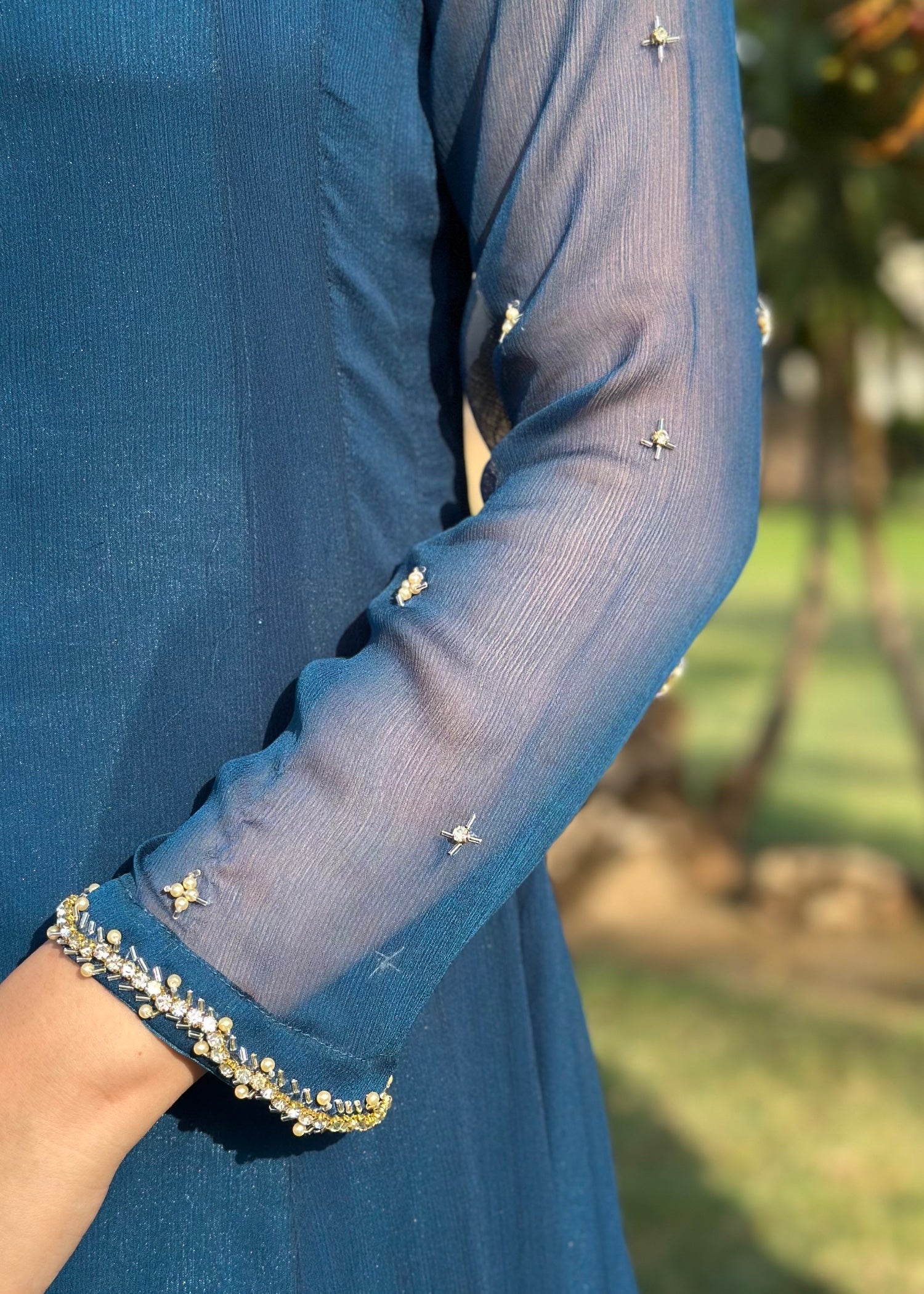 chiffon Maxi in Ocean blue