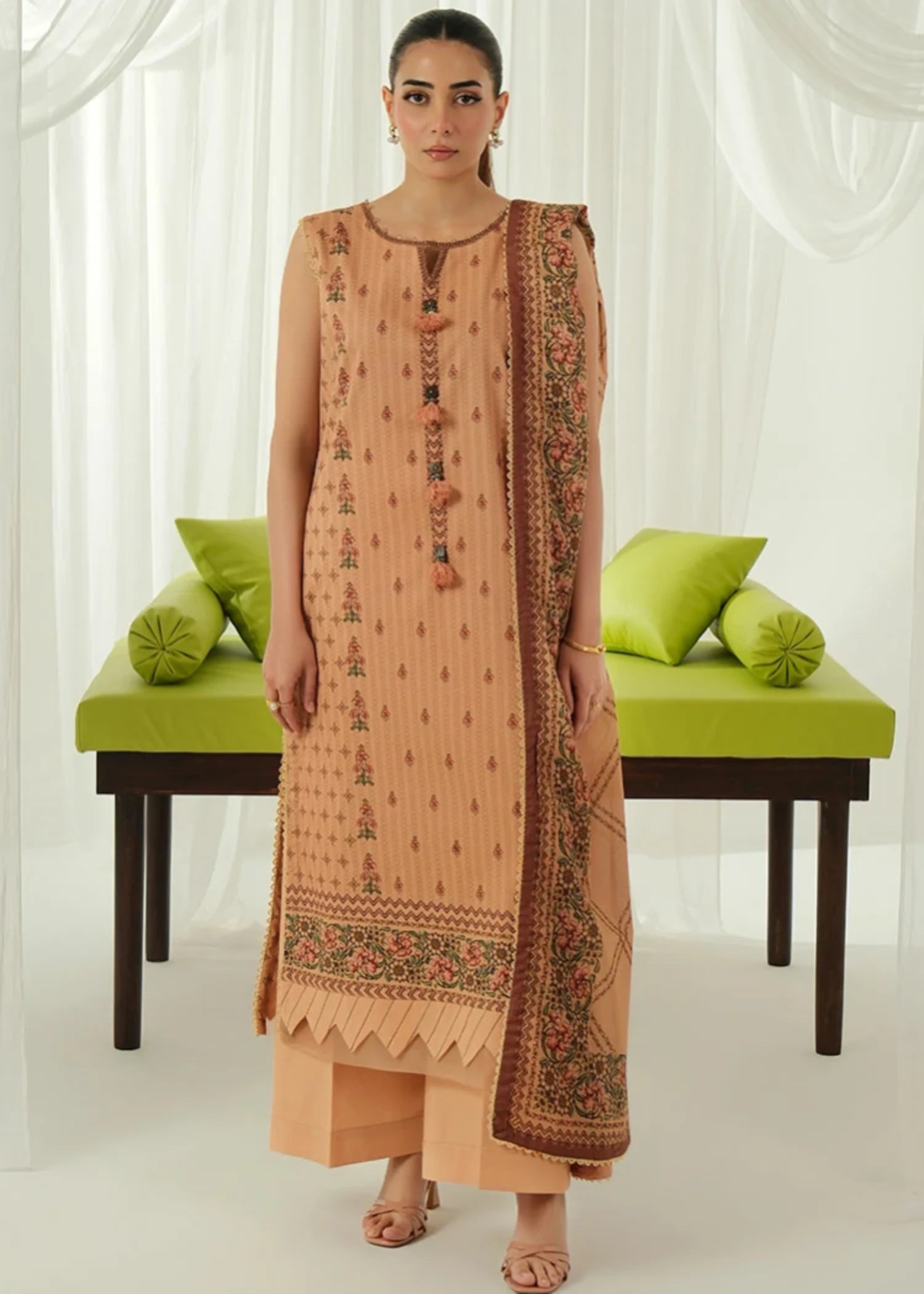 lawn Unstitched in Copper orange
