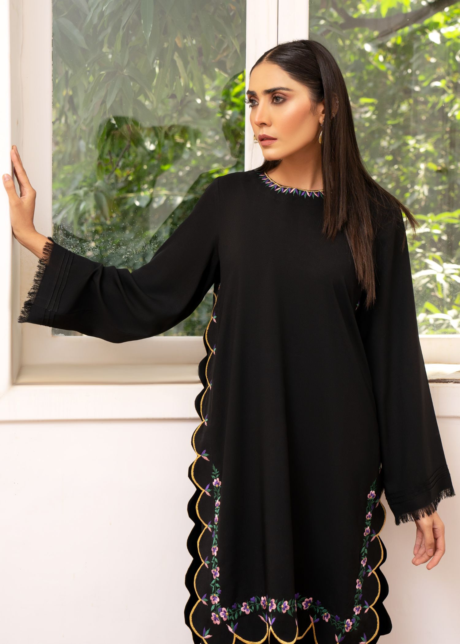 cotton Kurta Set in Black