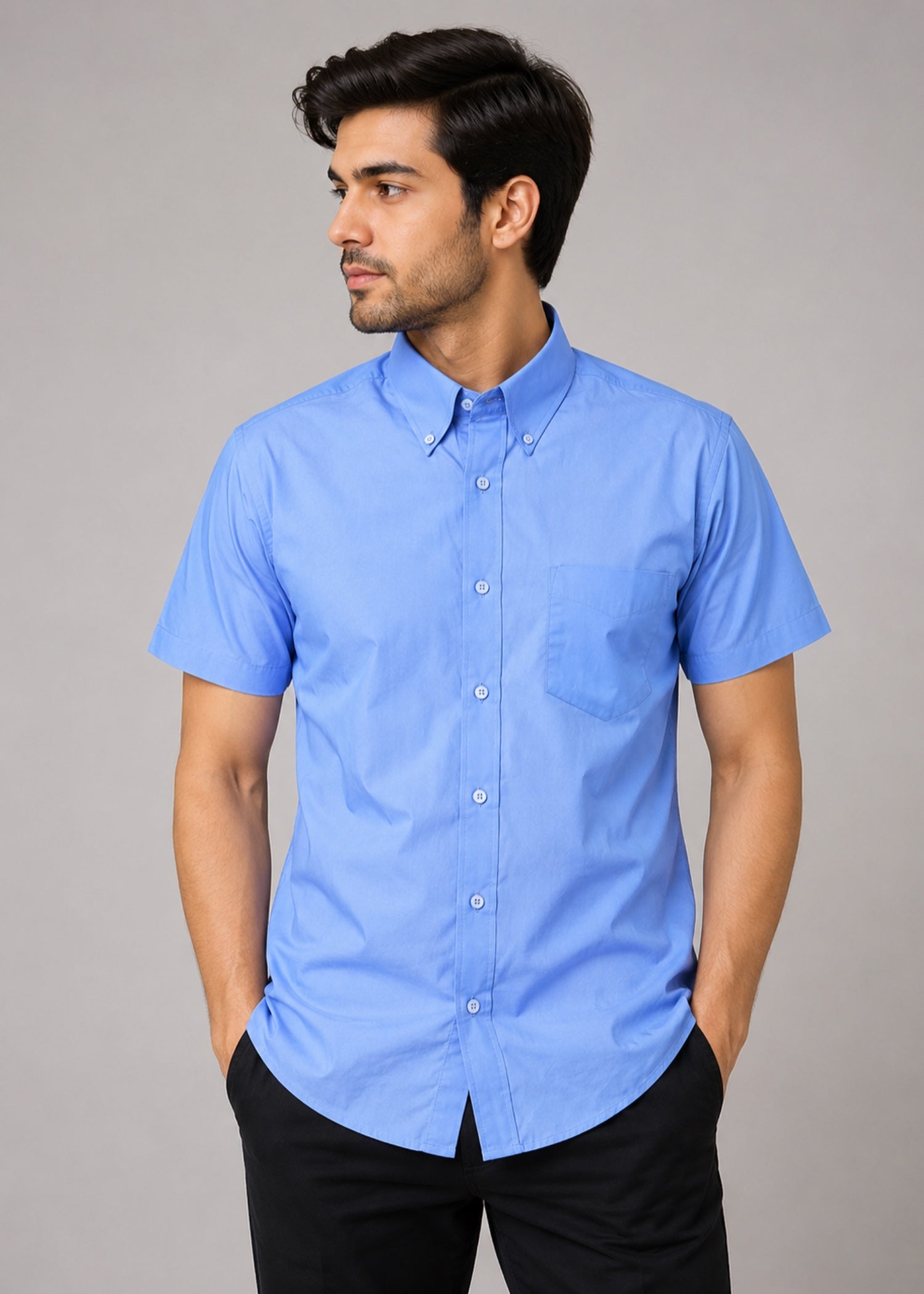 cotton Formal Shirt in Cornflower blue
