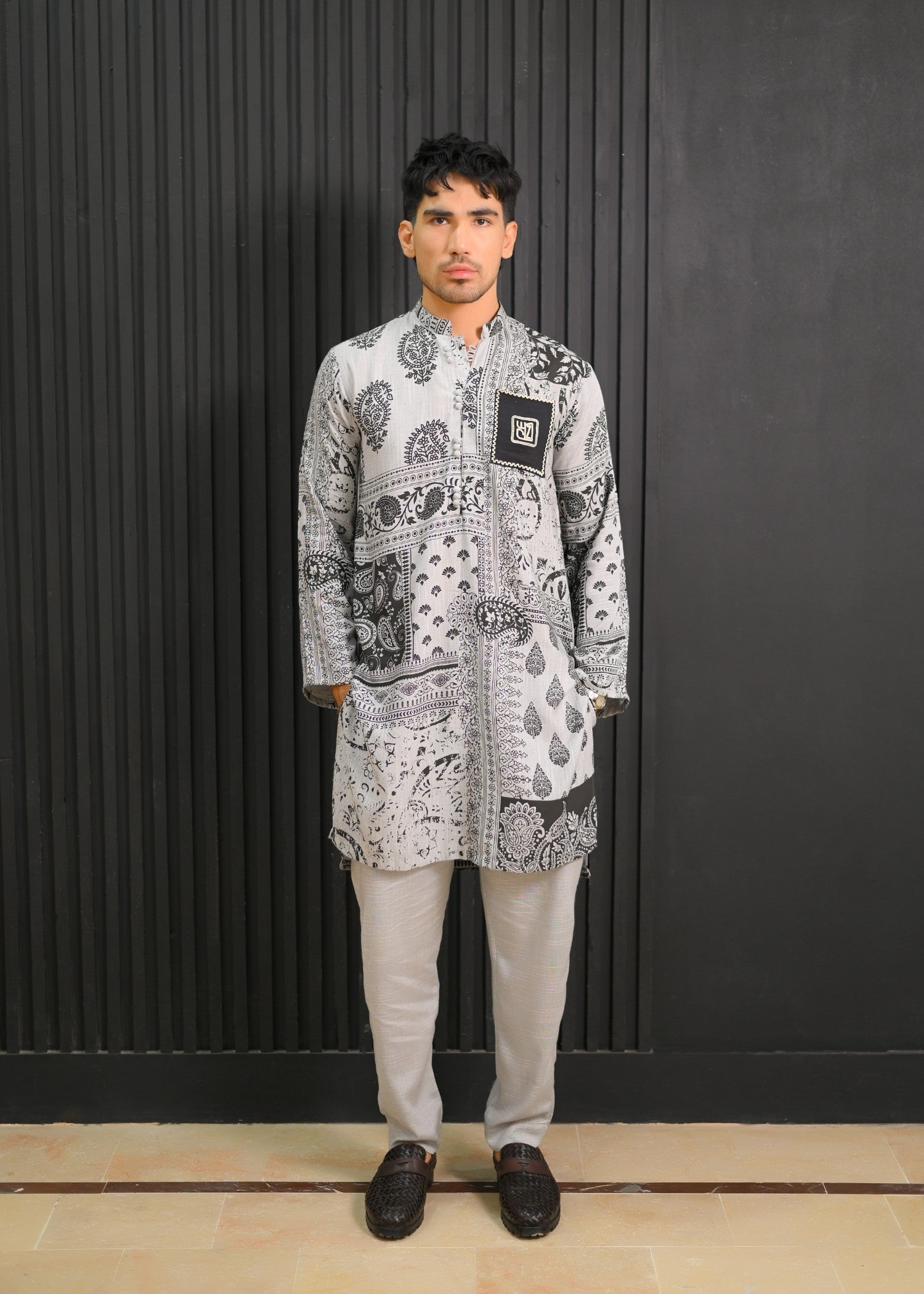 cotton net Kurta Set in Grey