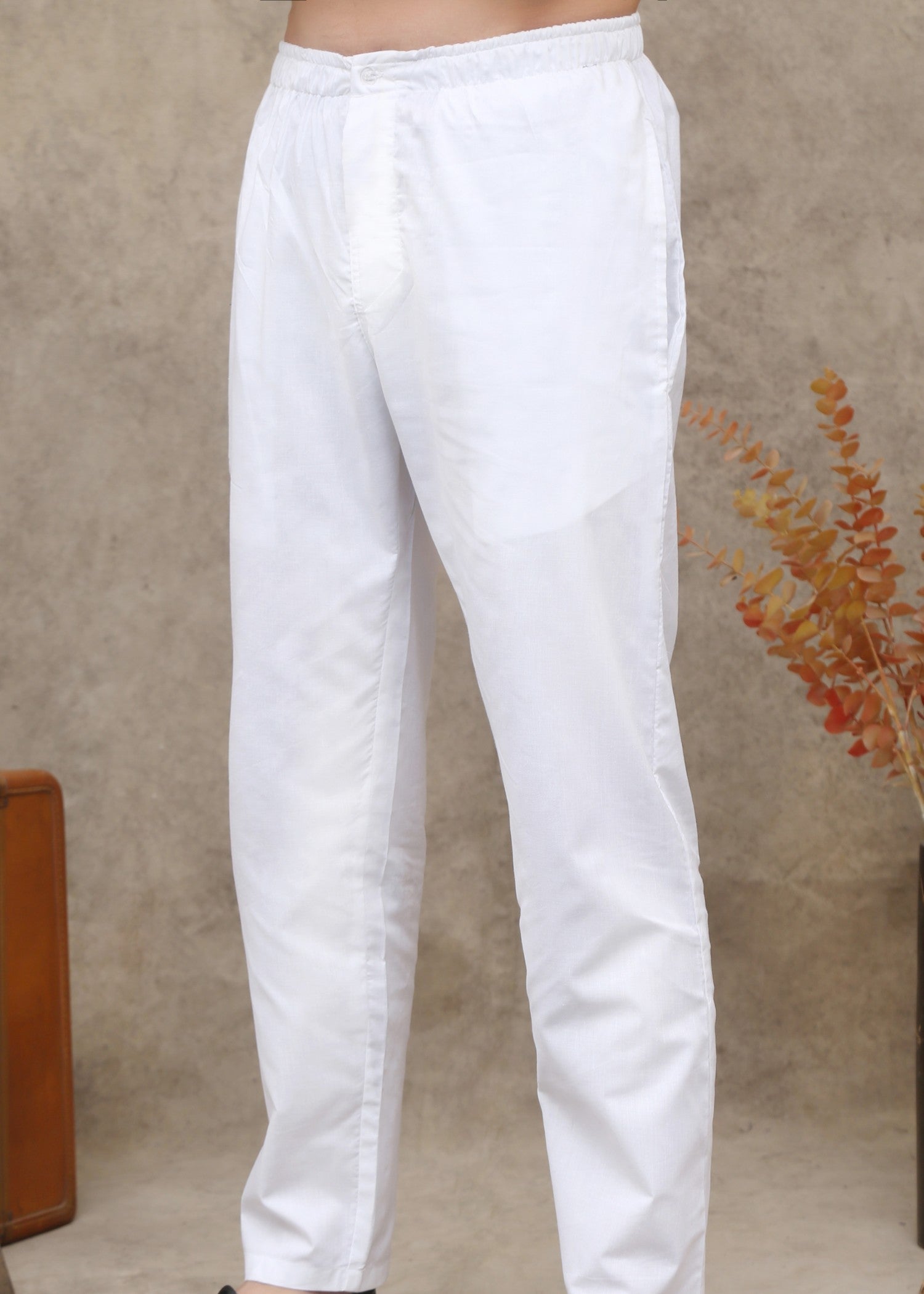 cotton Trousers in White by Maqsood Garments