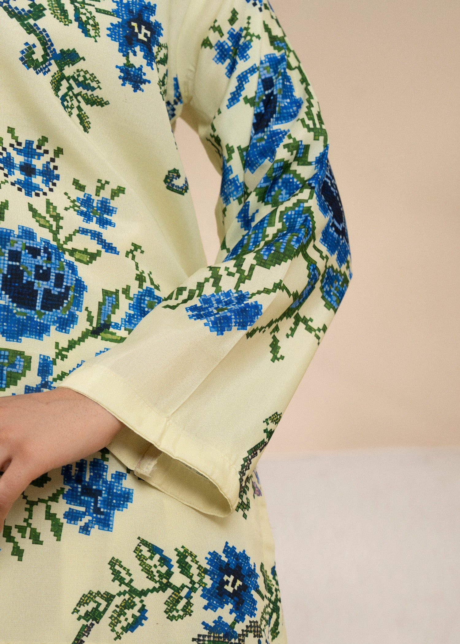 poly lawn Kurta Set in Butter