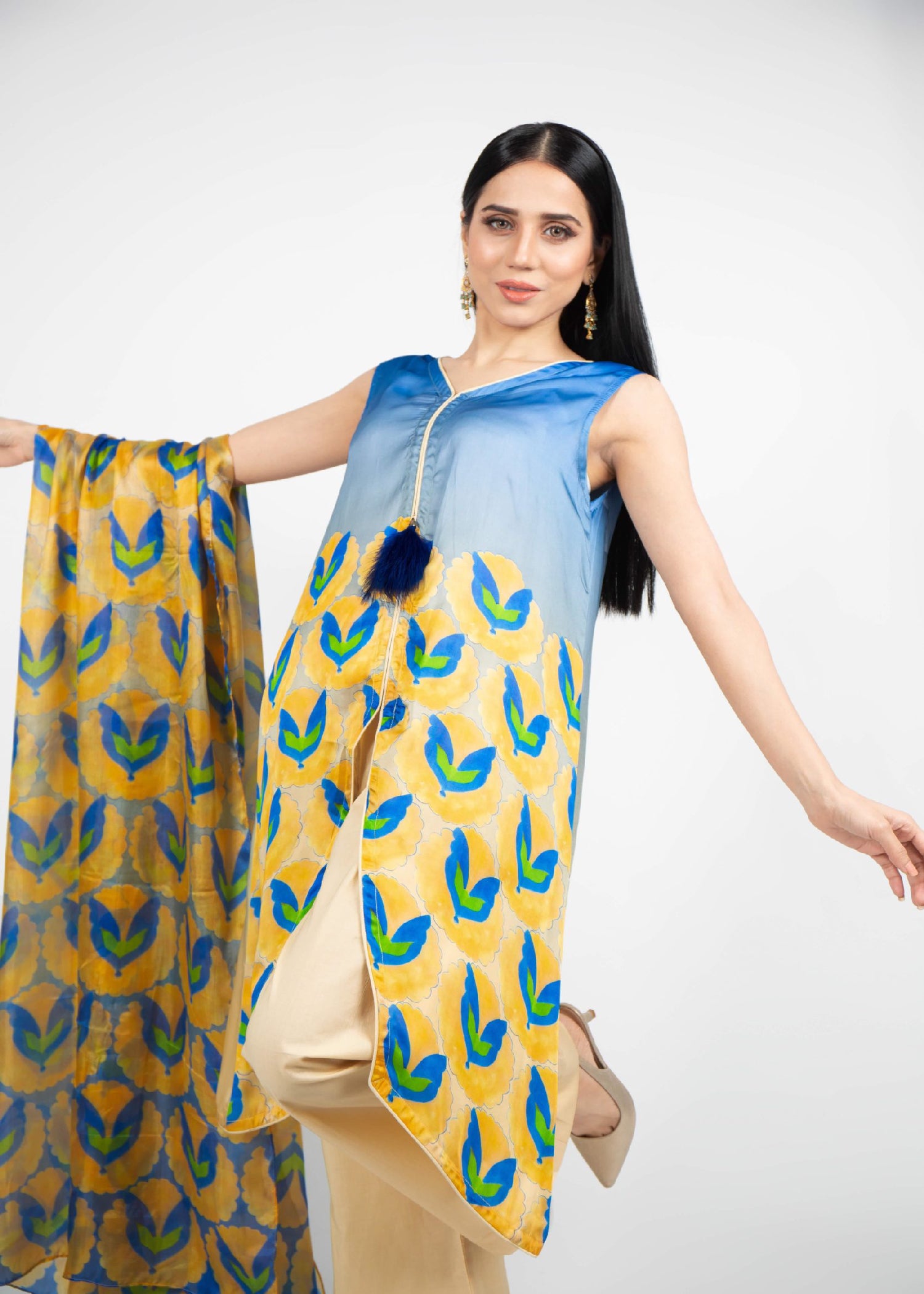 silk Short Frock in Multi