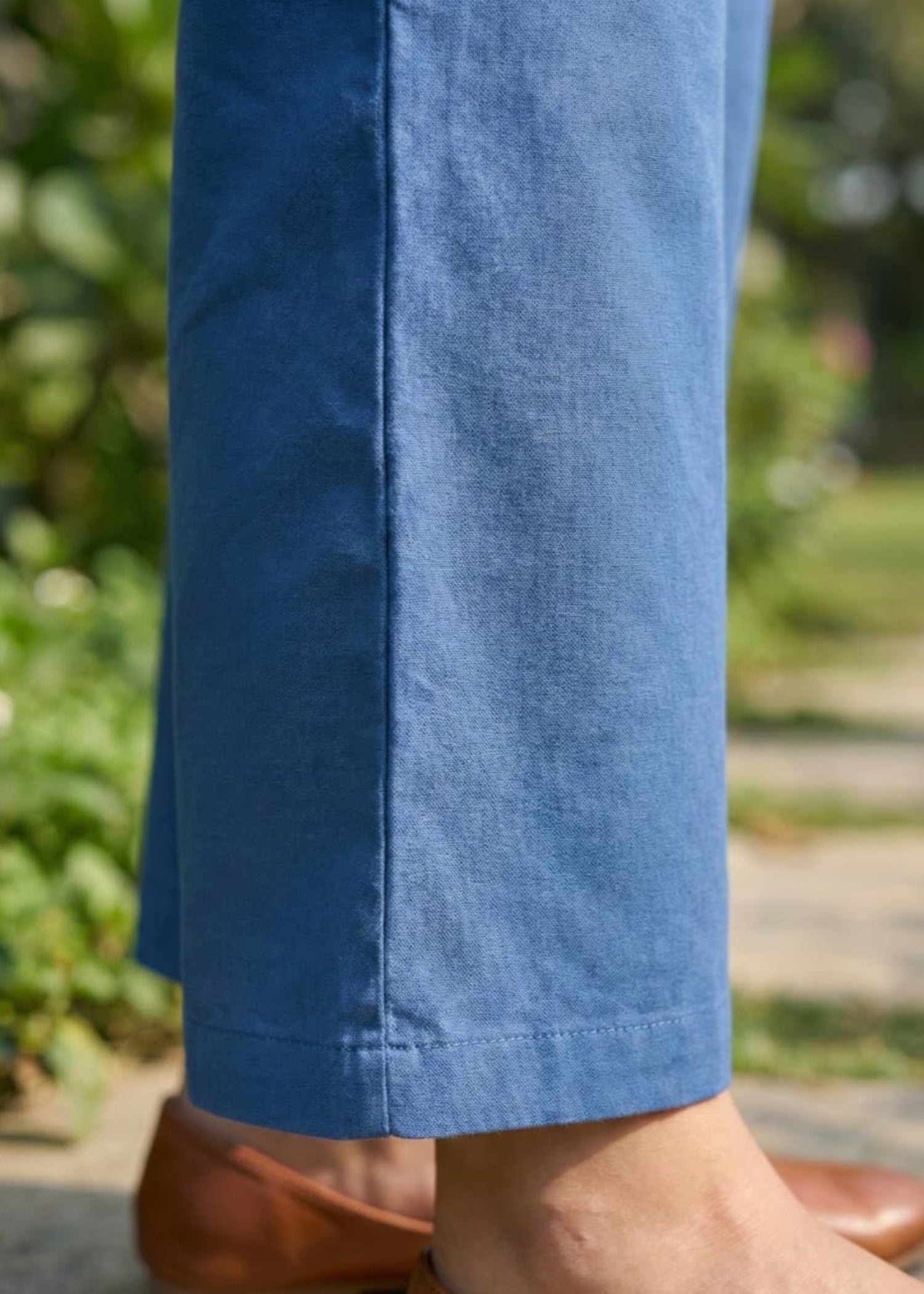 linen Kurta Set in Steel blue