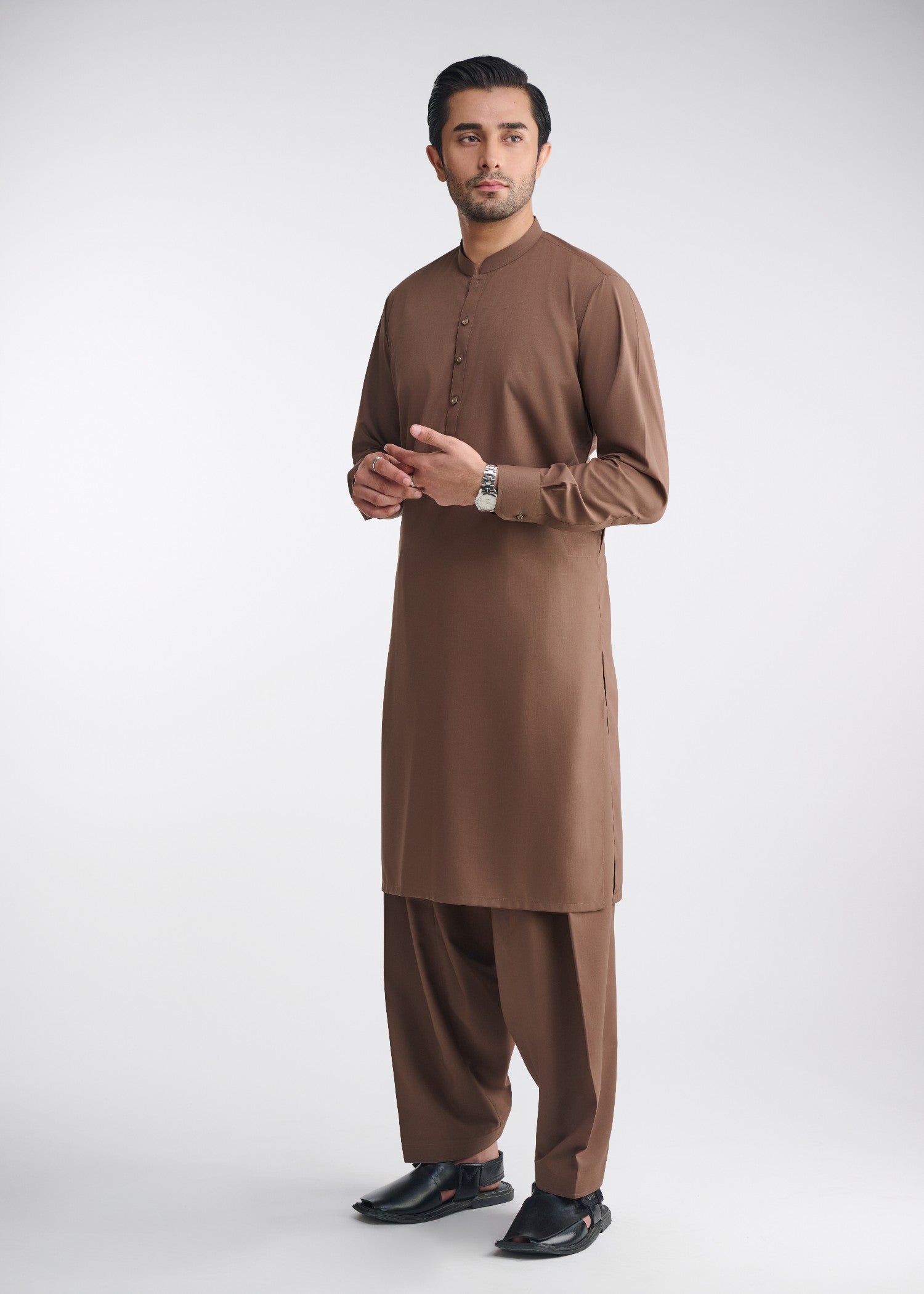 cotton Shalwar Kameez in Camel brown