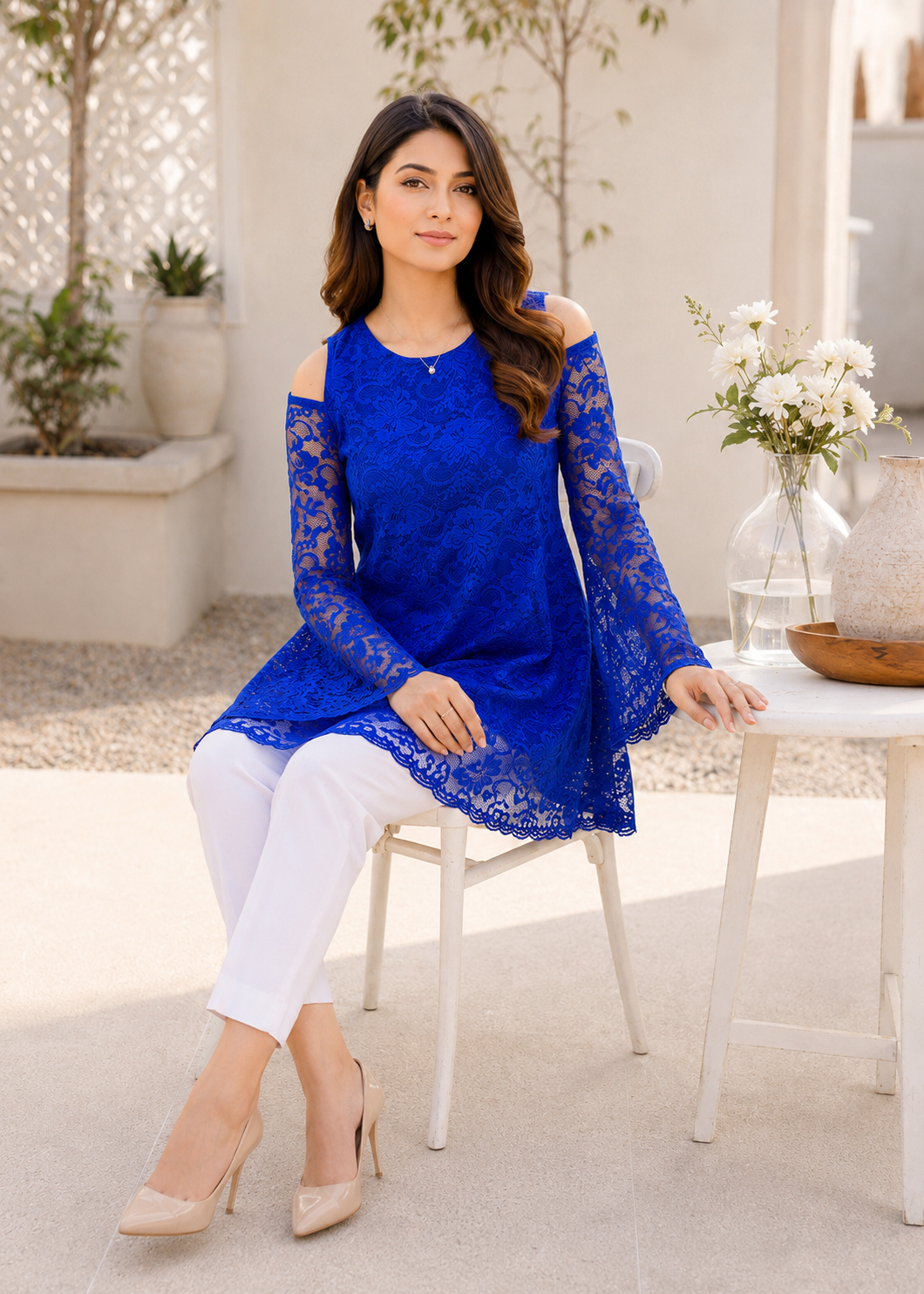 net Tunic in Royal blue
