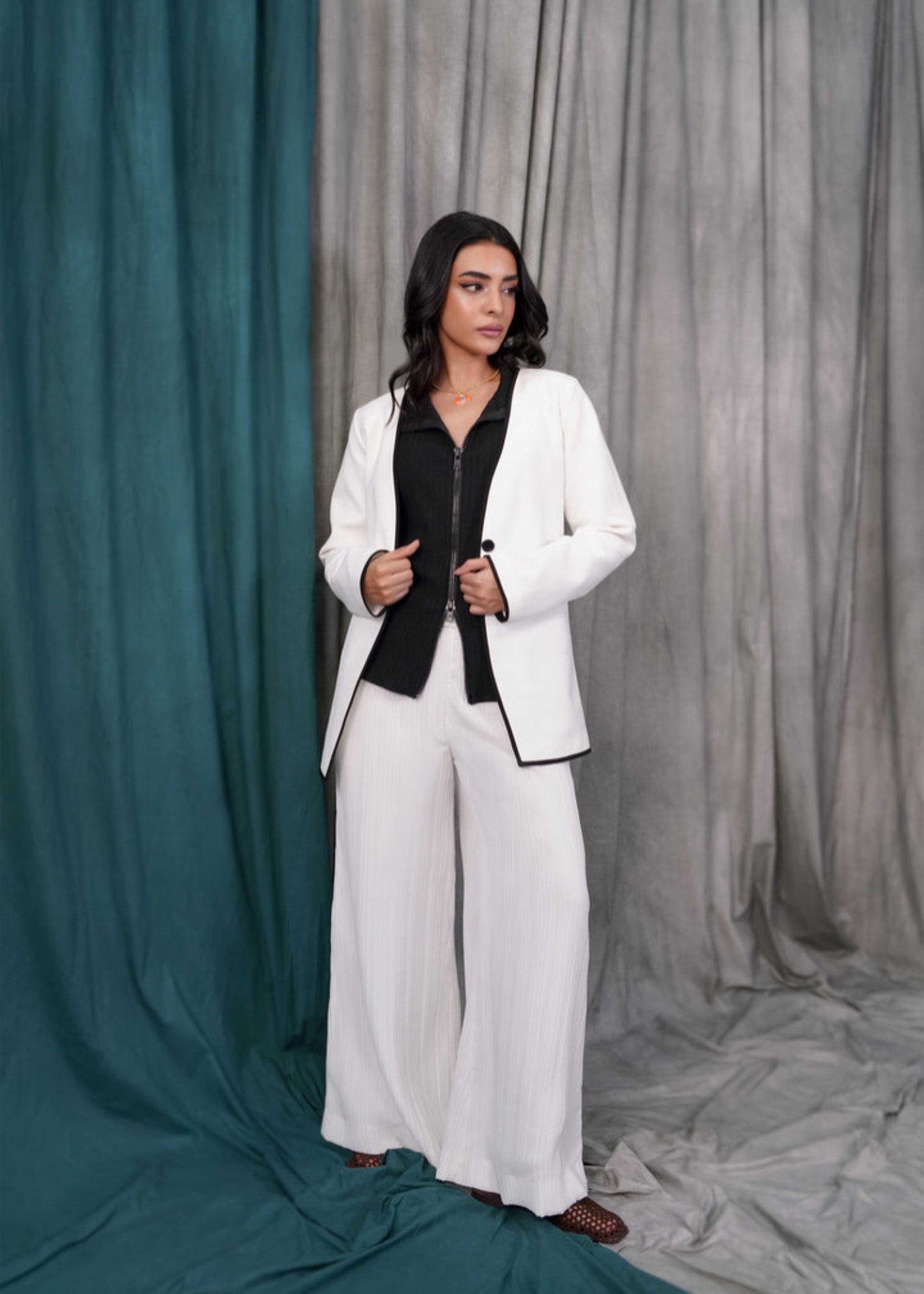 polyester Trousers in White