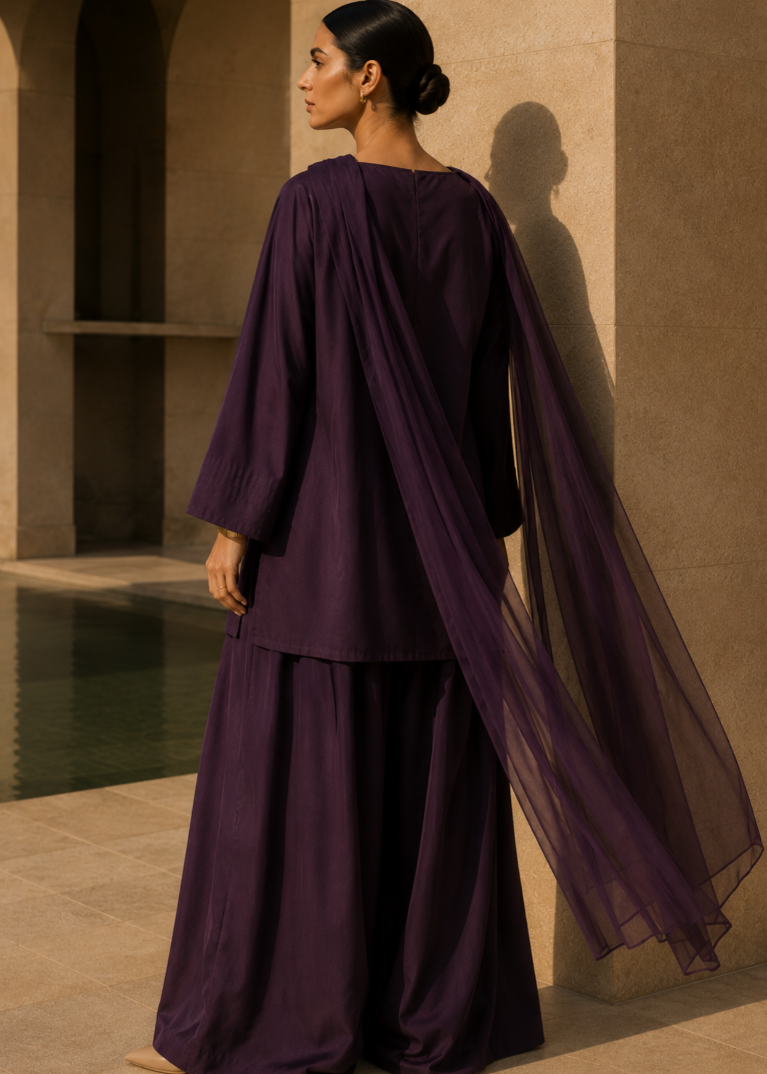 pure cotton Kurta Set in Plum