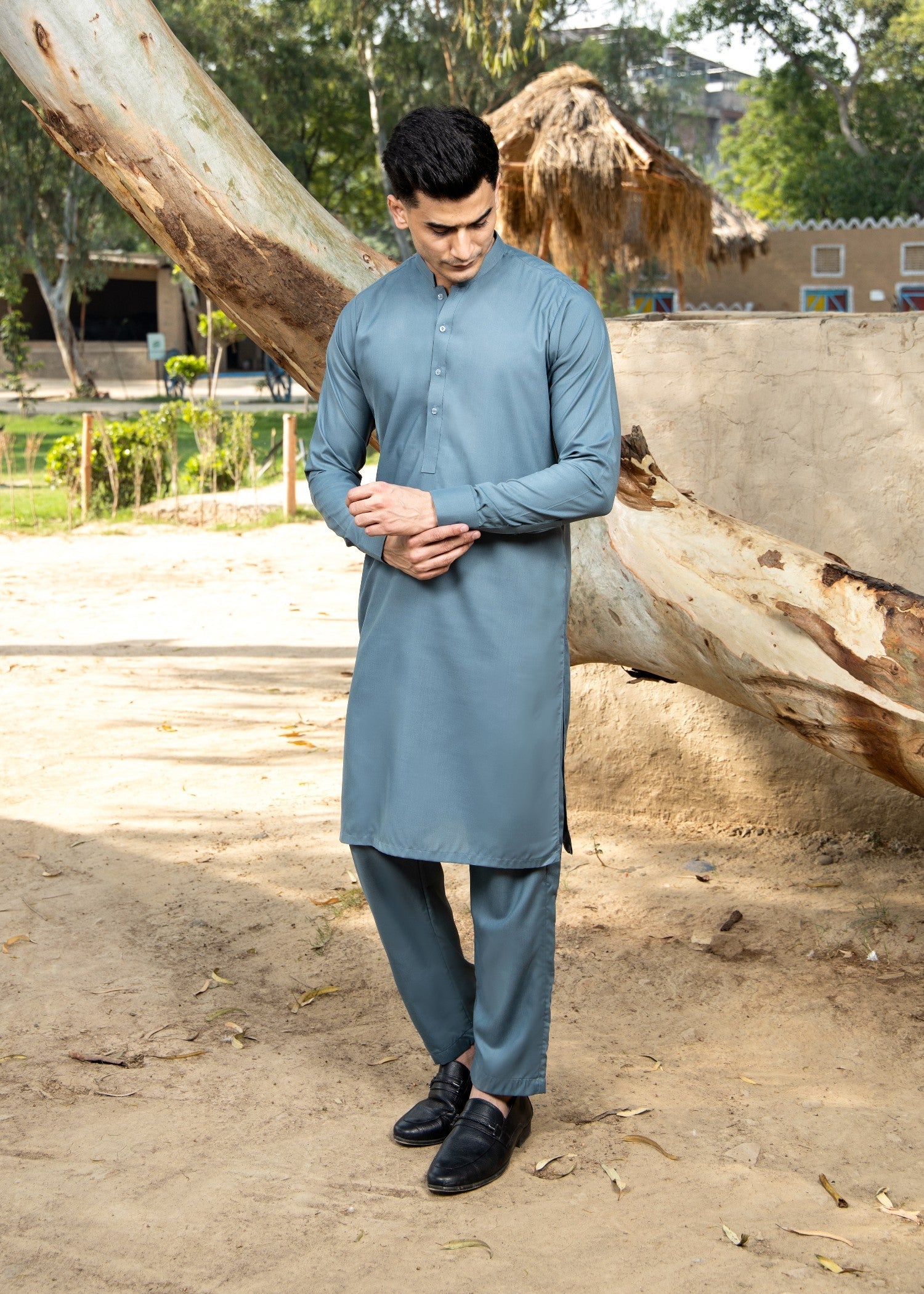 wash & wear Kurta Set in Pacific blue