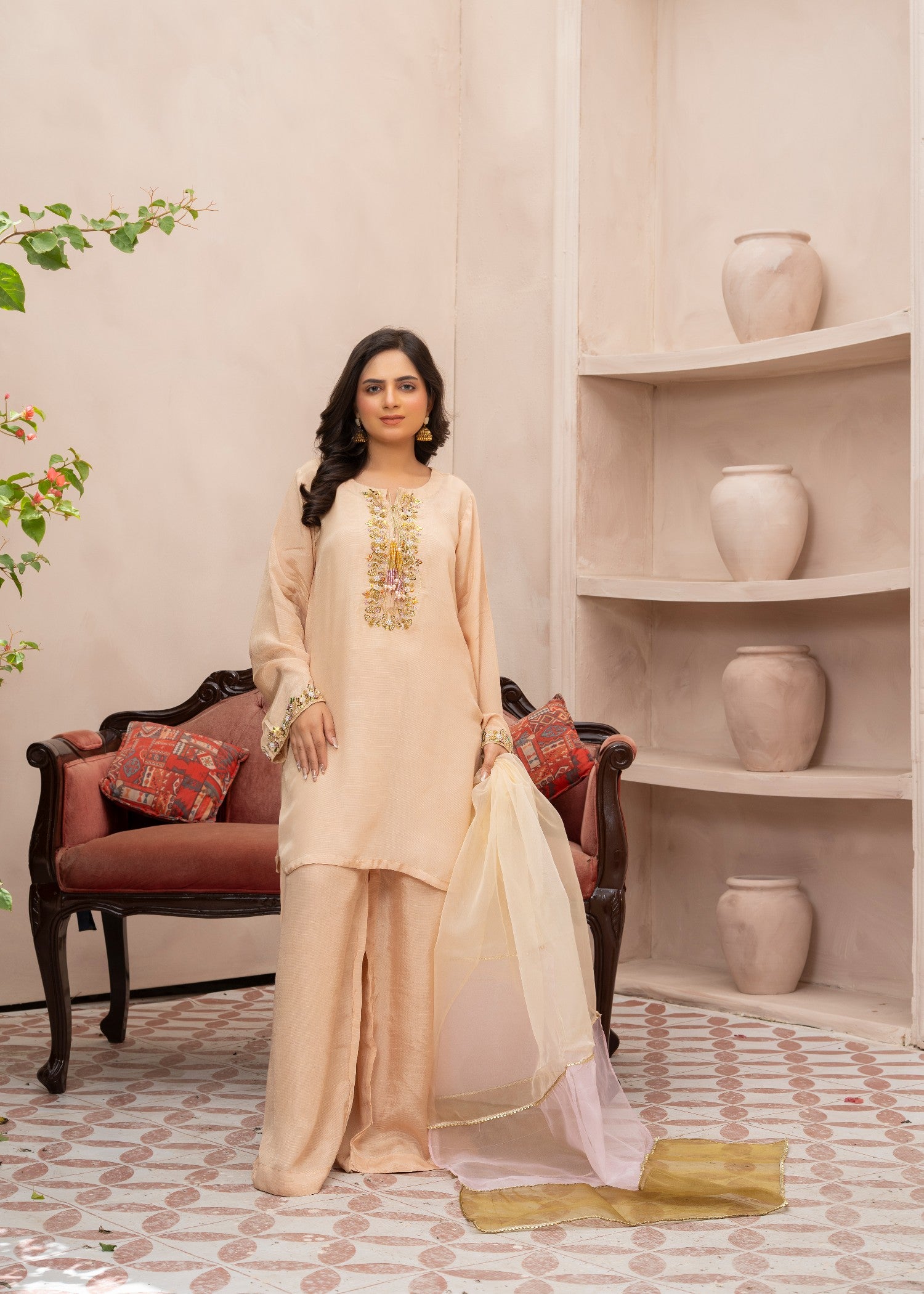 chiffon Kurta Set in Goldenrod