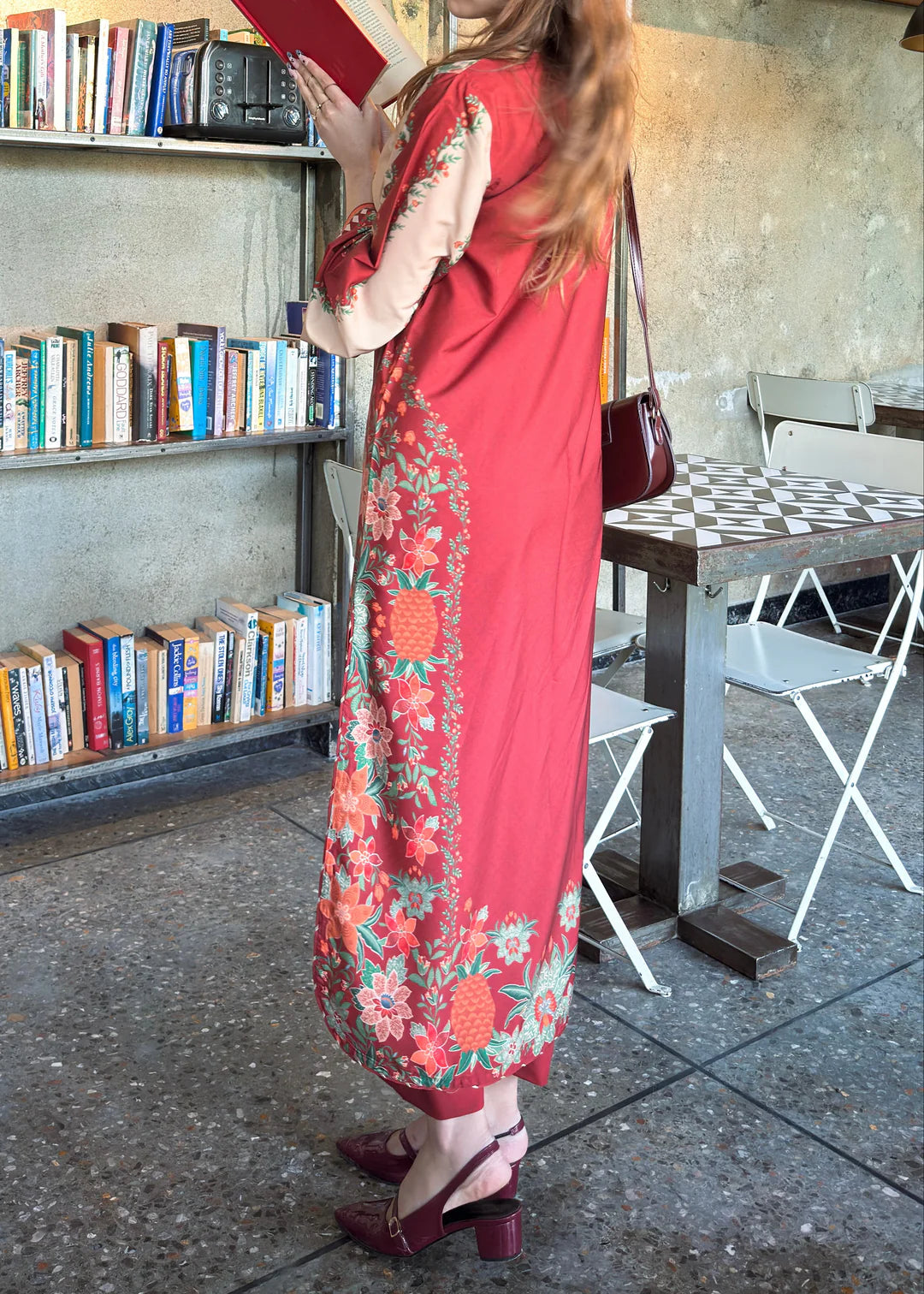 crepe Kurta Set in Rust red