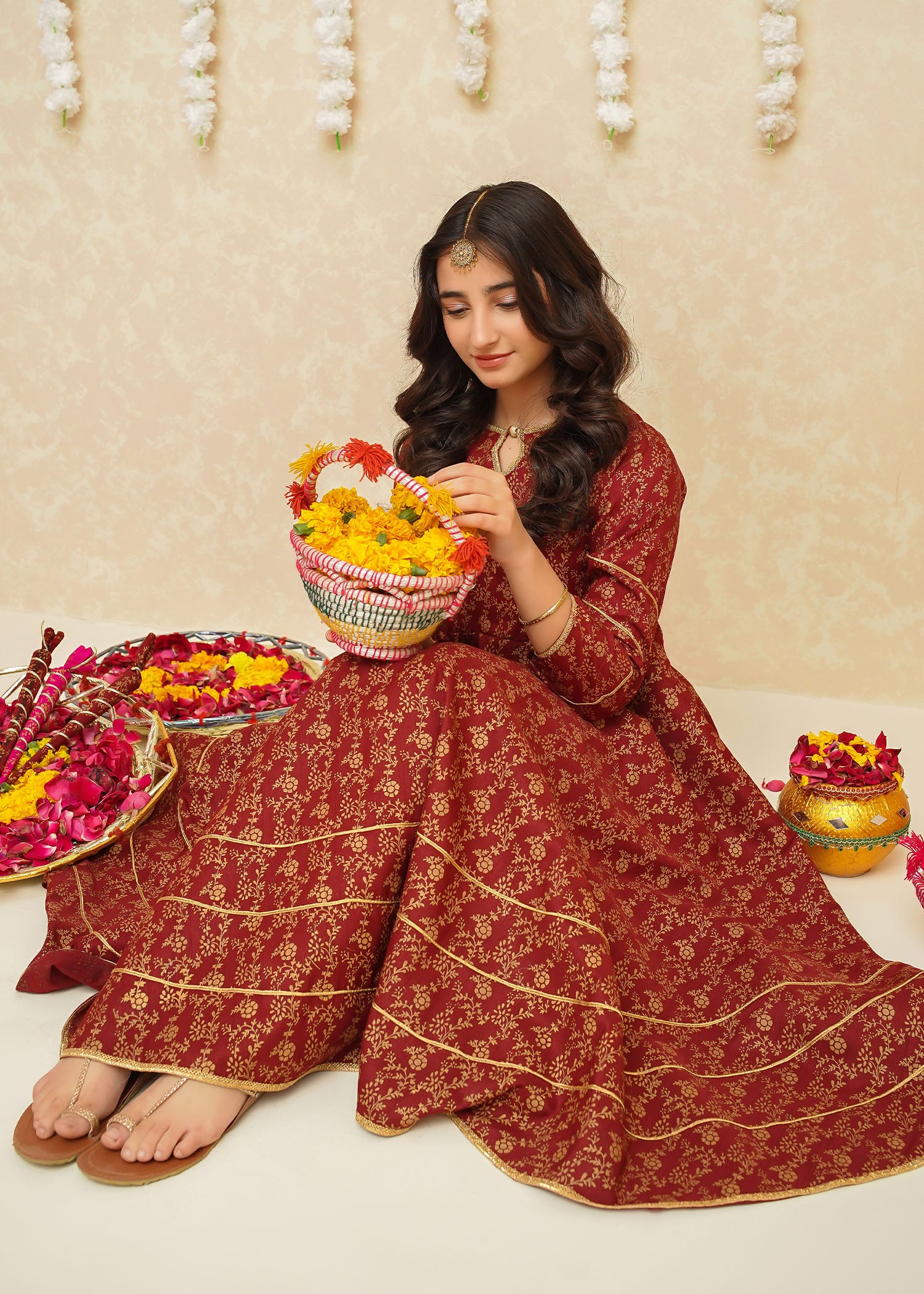 raw silk Pishwas in Maroon
