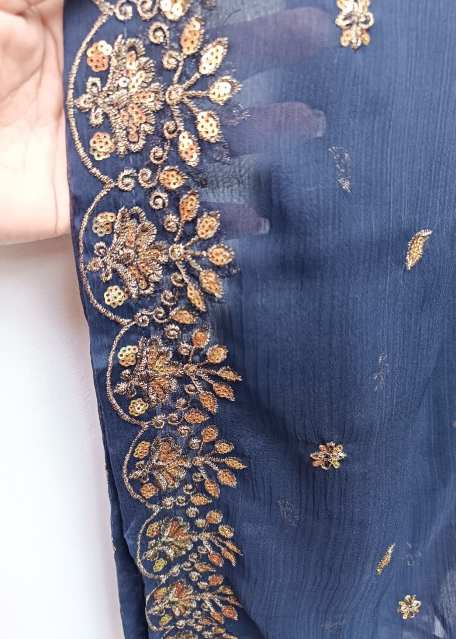 khaddi net Maxi in Navy blue