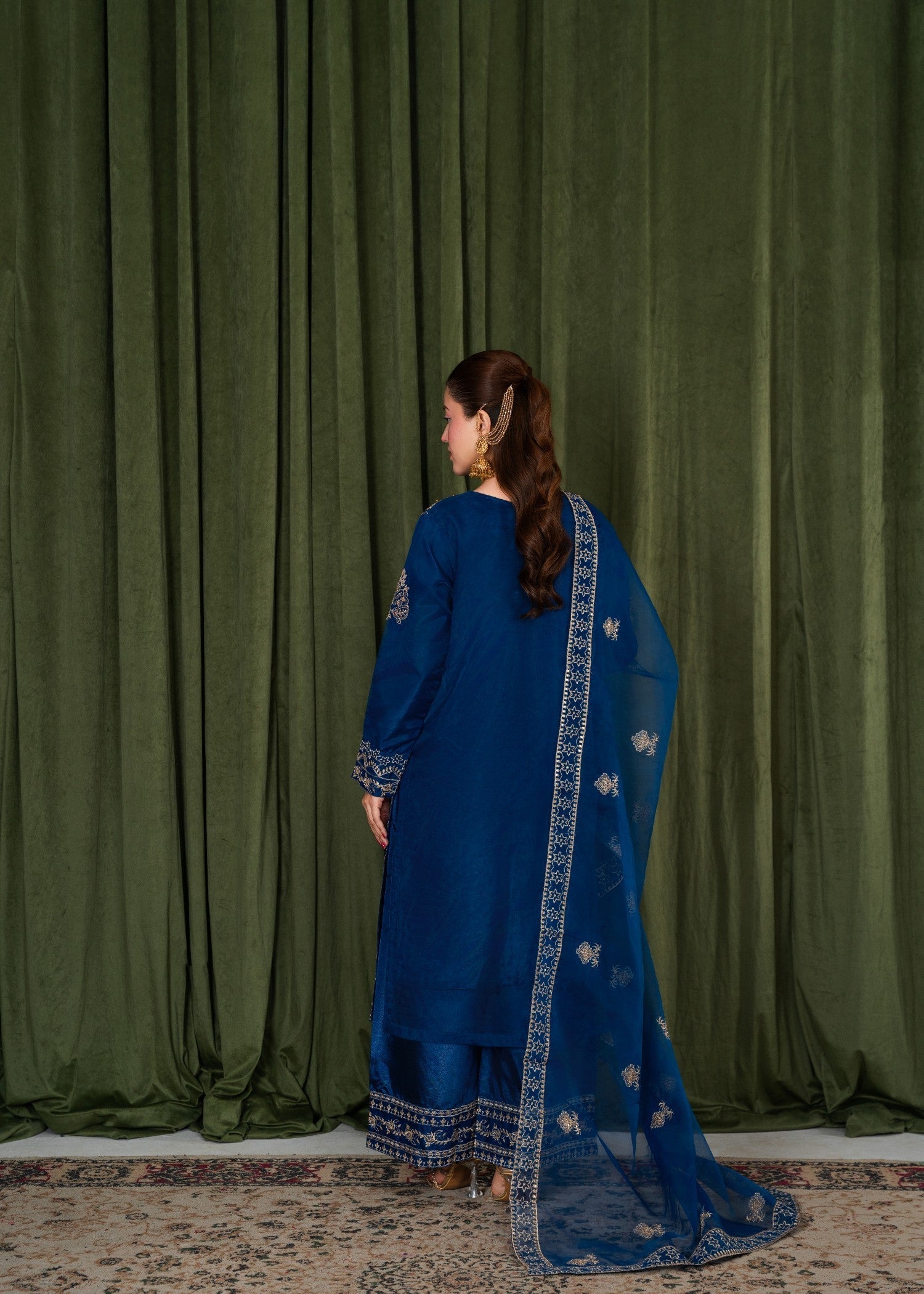 organza Kurta Set in Blue