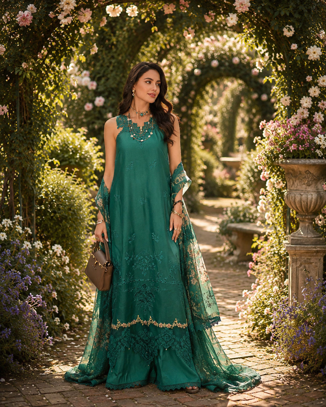 Noor Eid Printskhas Lawn – D2 – Peacock Green