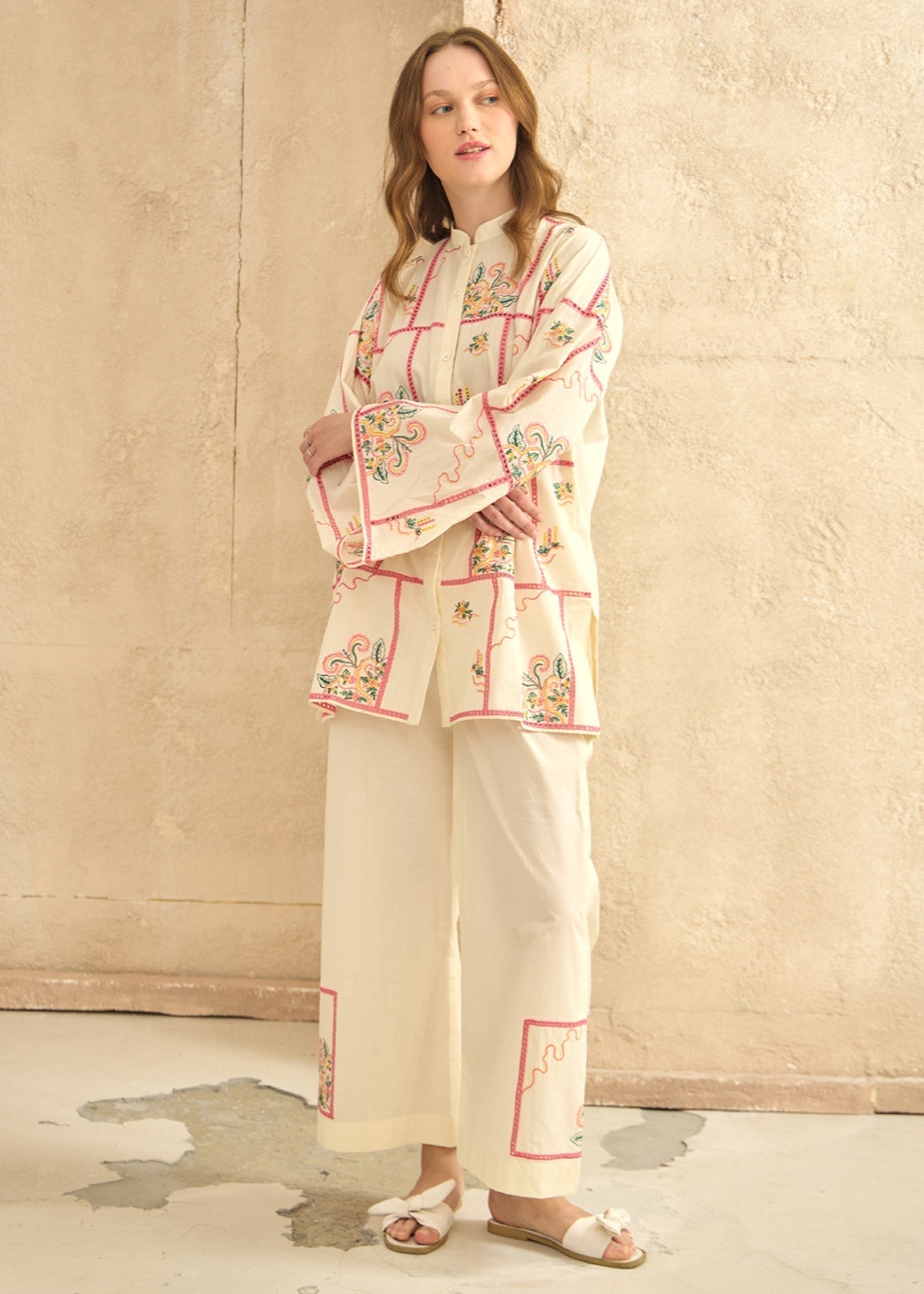 cambric cotton Co Ord Sets in Cream