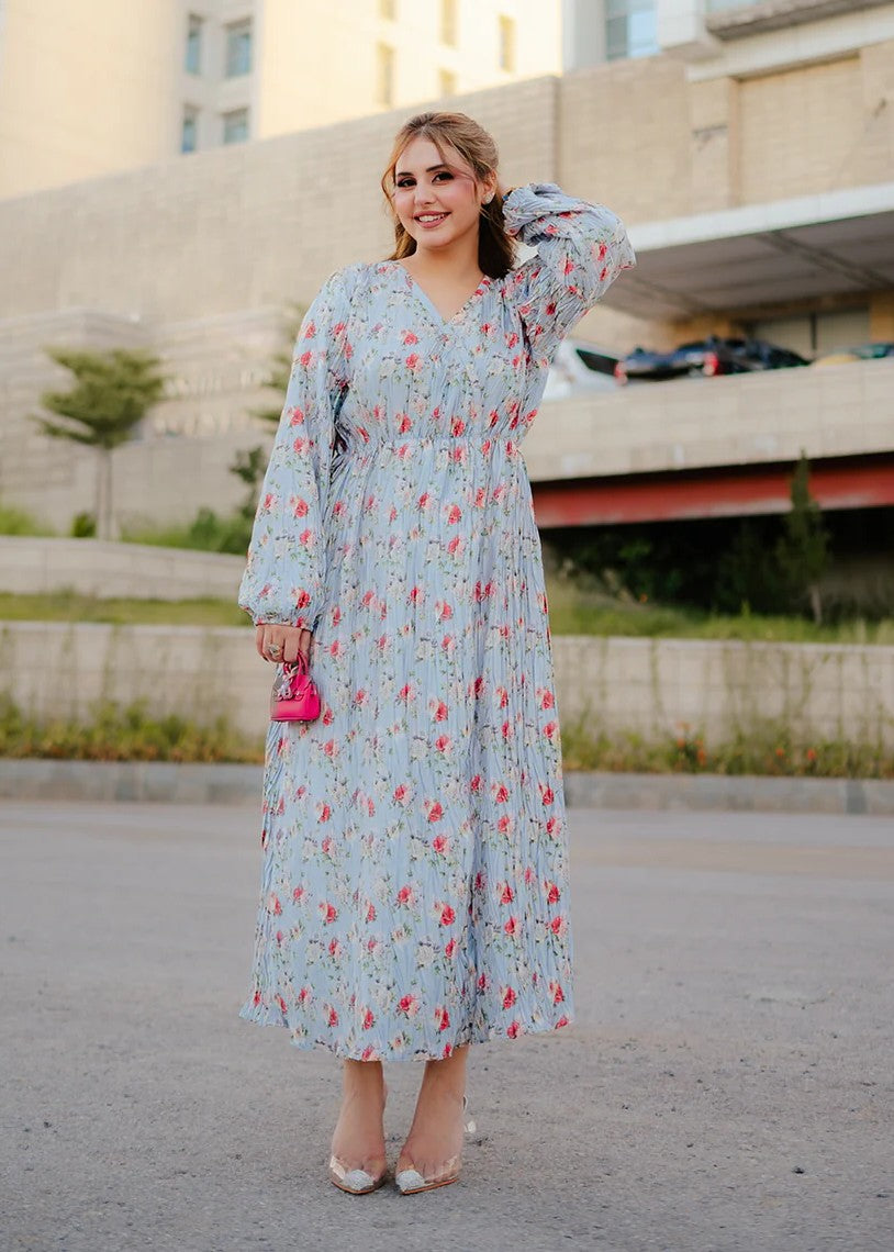 silk Dress in Powder blue