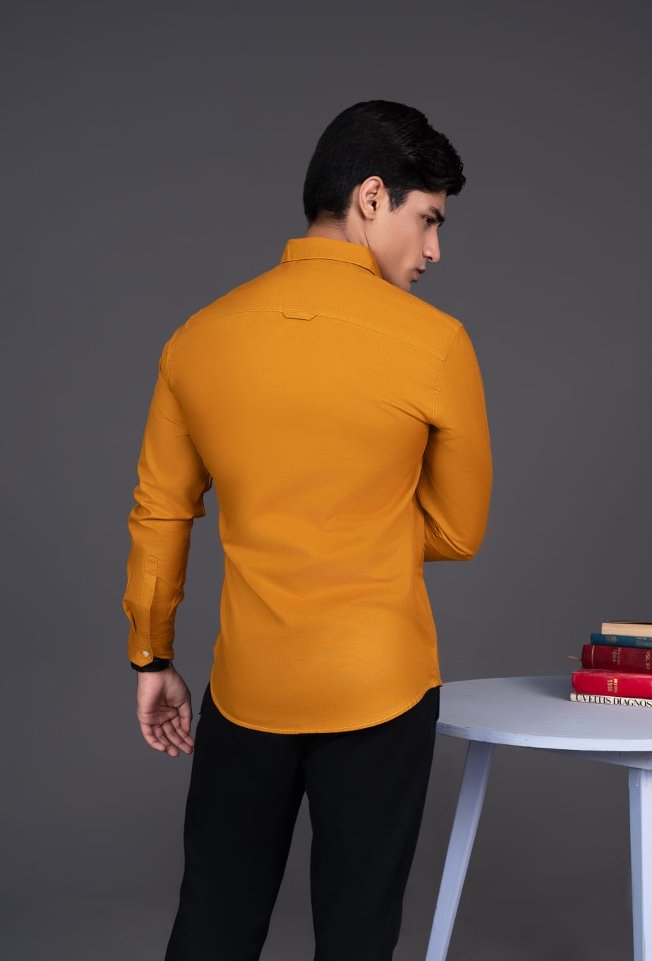 cotton Casual Shirt in Mustard by Pinstripe