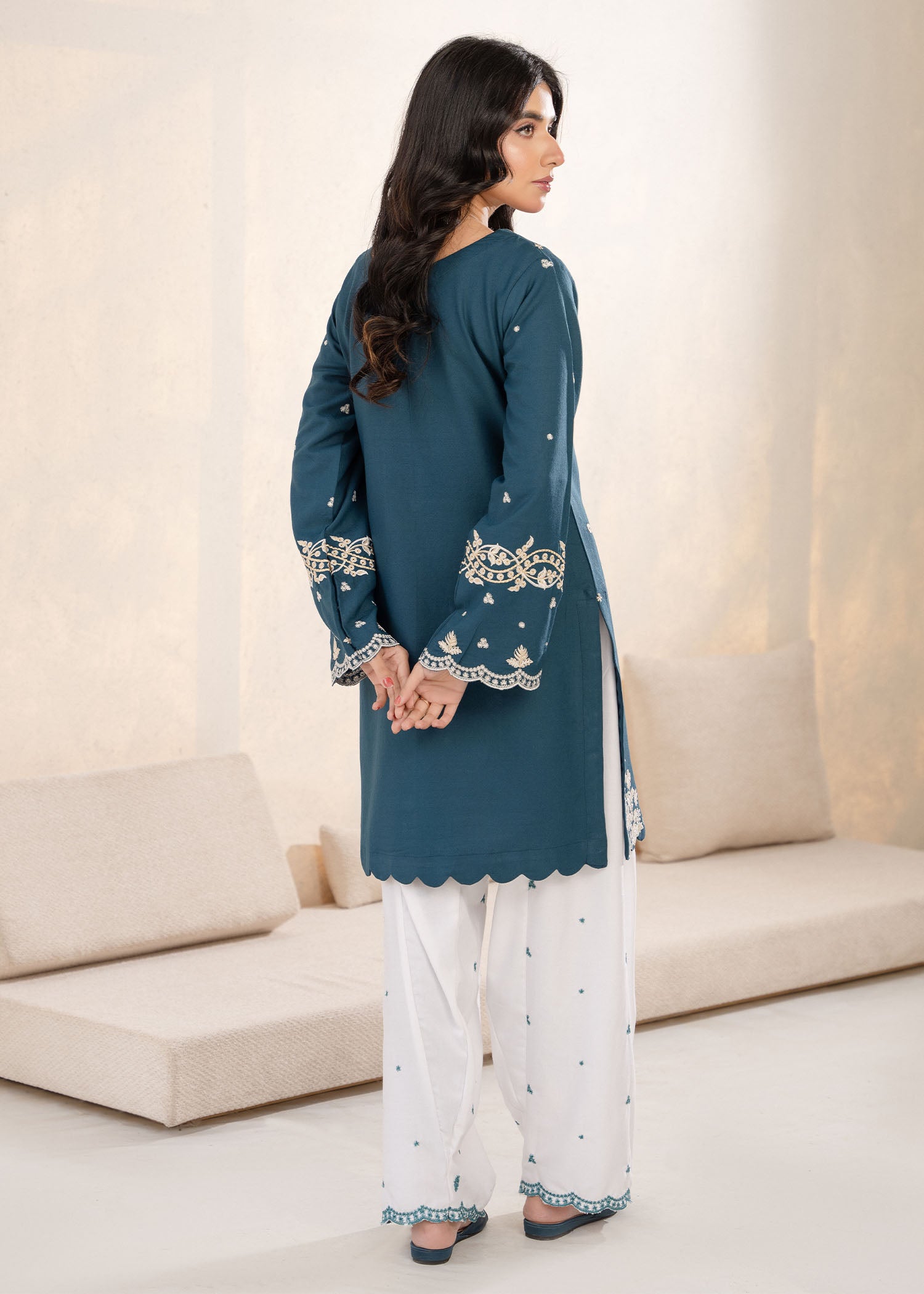 cotton Kurta Set in Teal