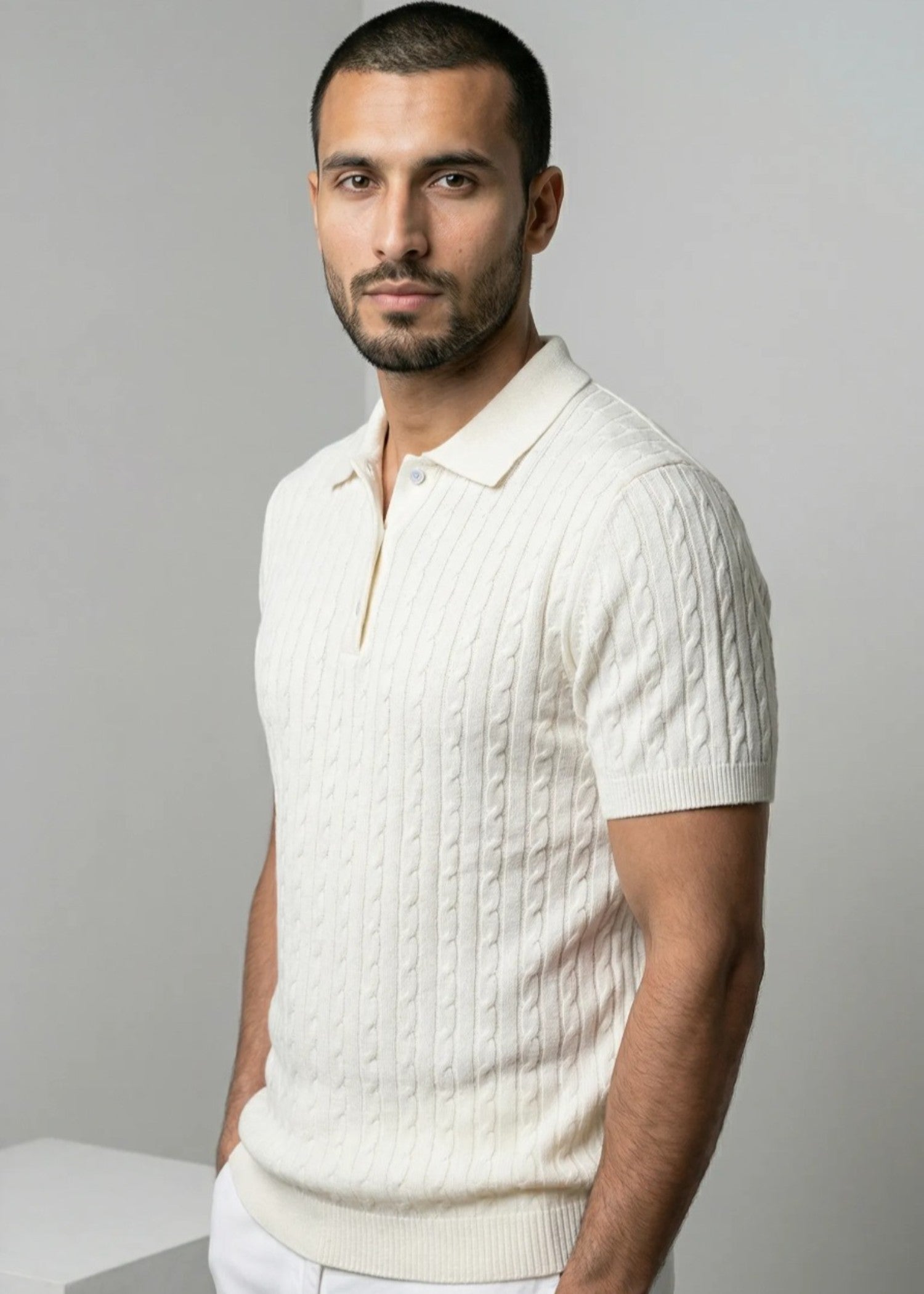 cotton jersey Polo Shirt in Off-white