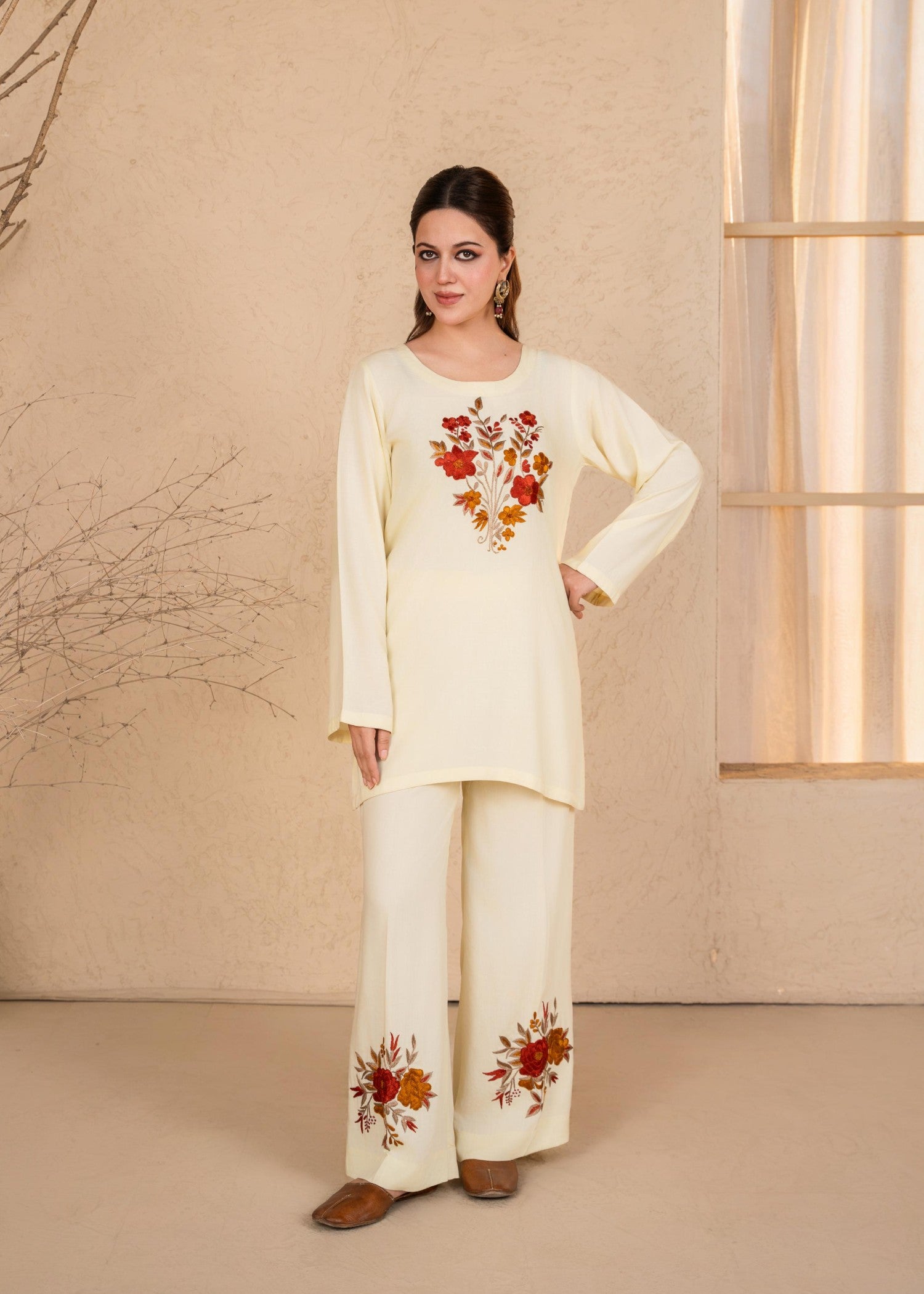 viscose linen Co Ord Sets in Cream